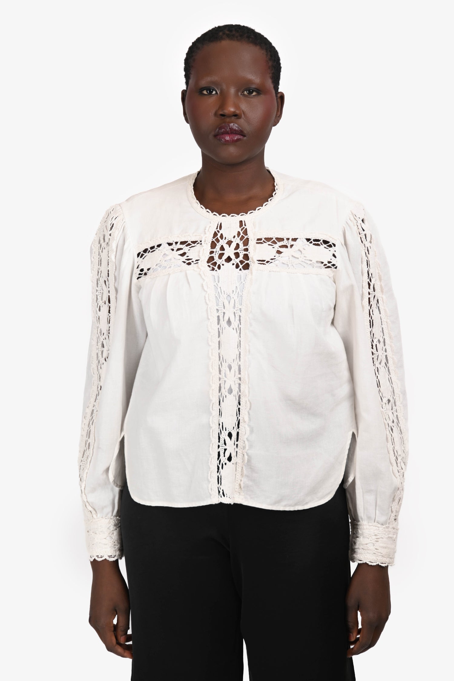 Isabel Marant Etoile White Cotton Crochet Top Size 44