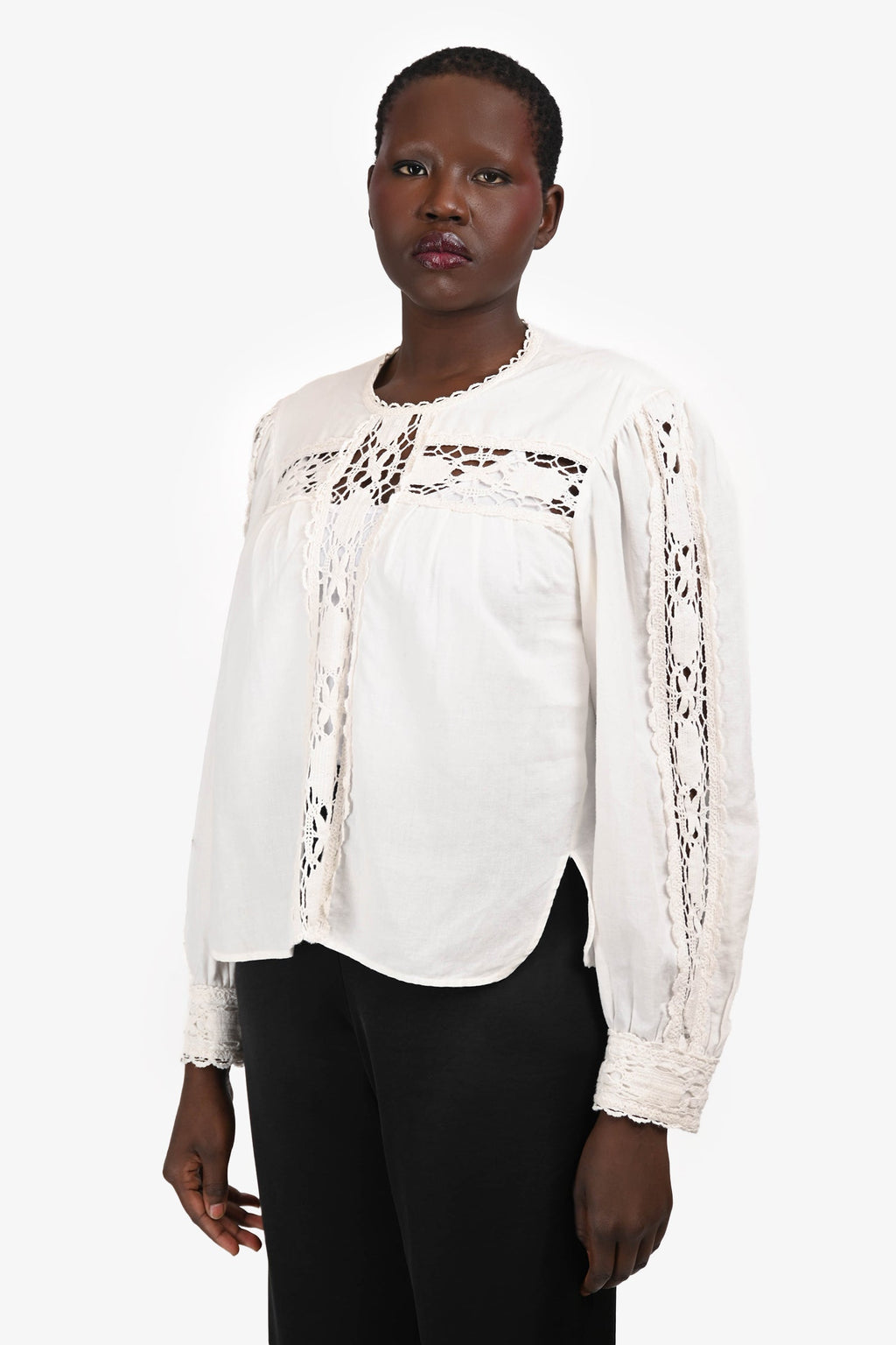 Isabel Marant Etoile White Cotton Crochet Top Size 44