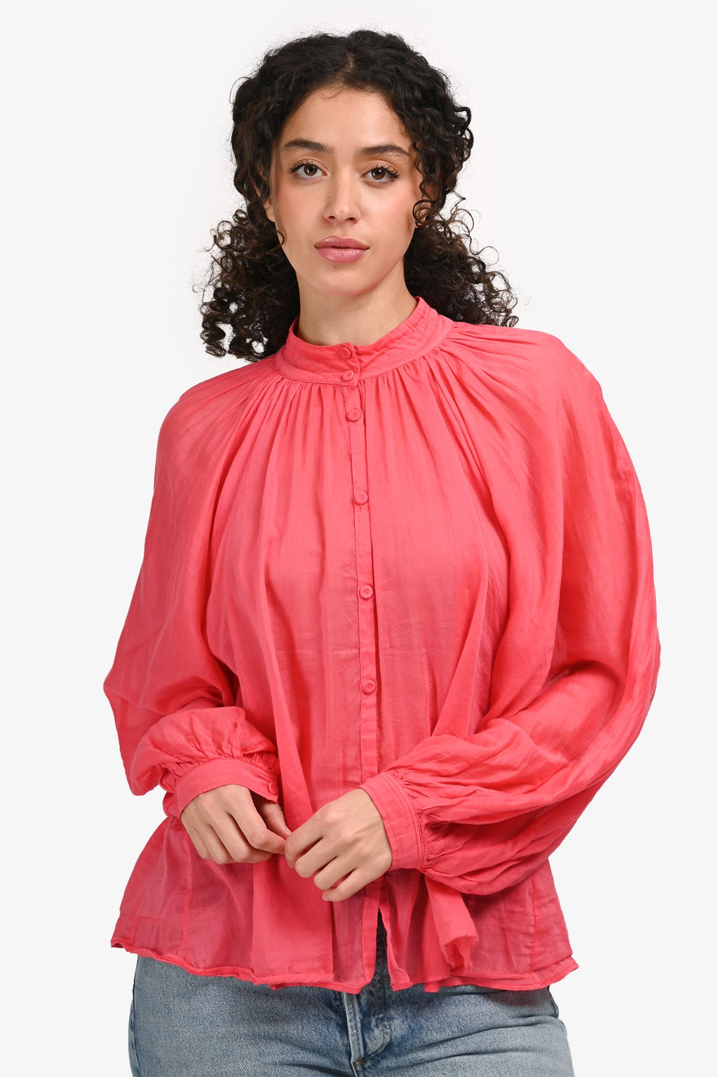 Forte Forte Pink Cotton/Silk Button Down Long Sleeve Blouse Size 0