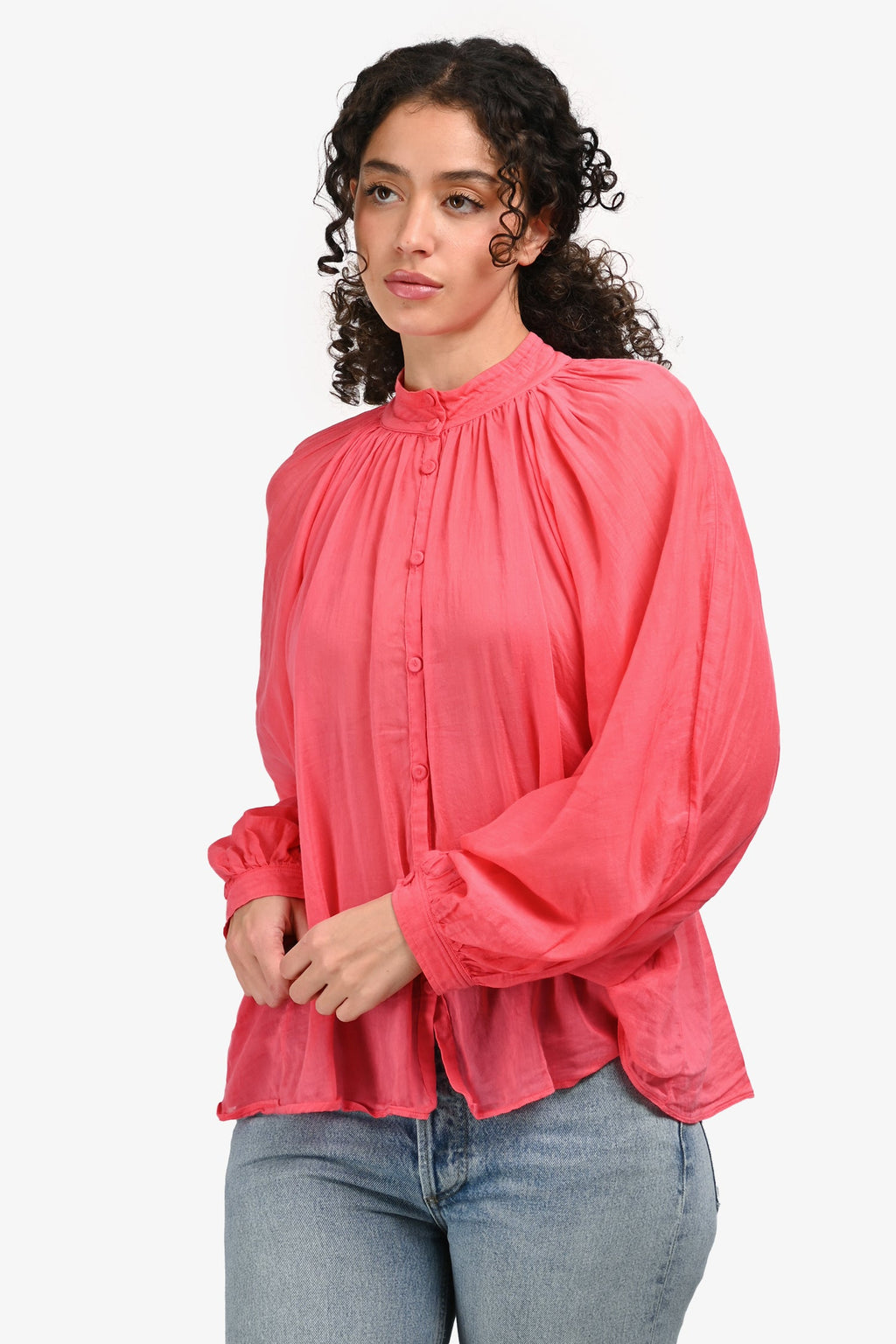 Forte Forte Pink Cotton/Silk Button Down Long Sleeve Blouse Size 0