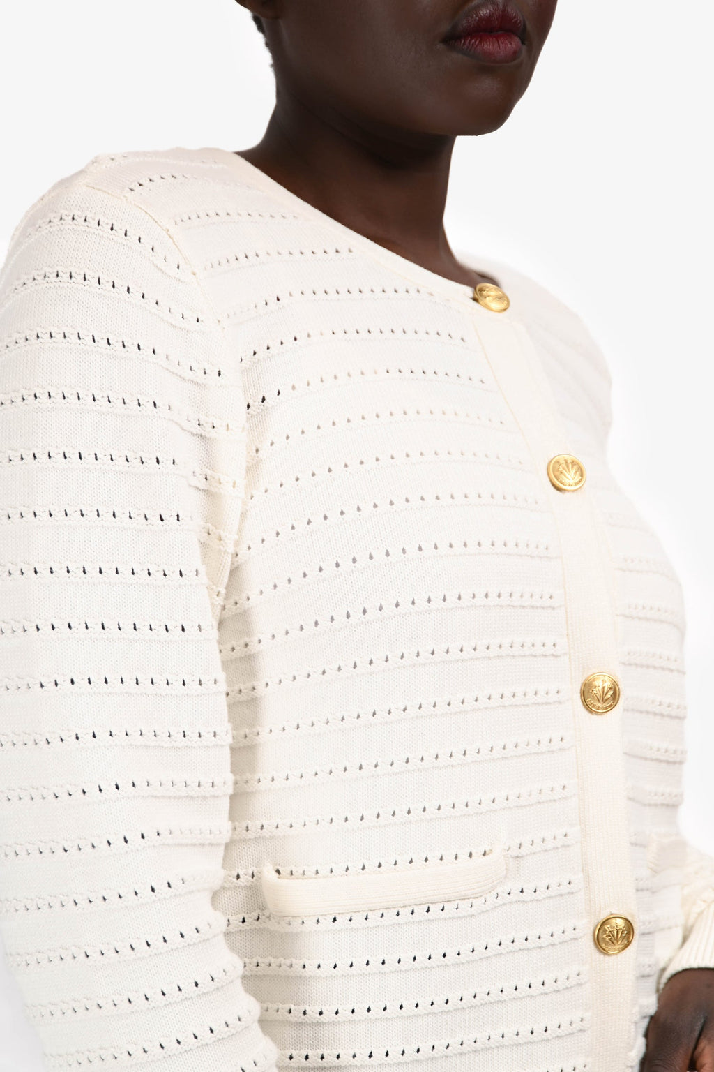 Rag & Bone White Cotton Gold Button igan Size L