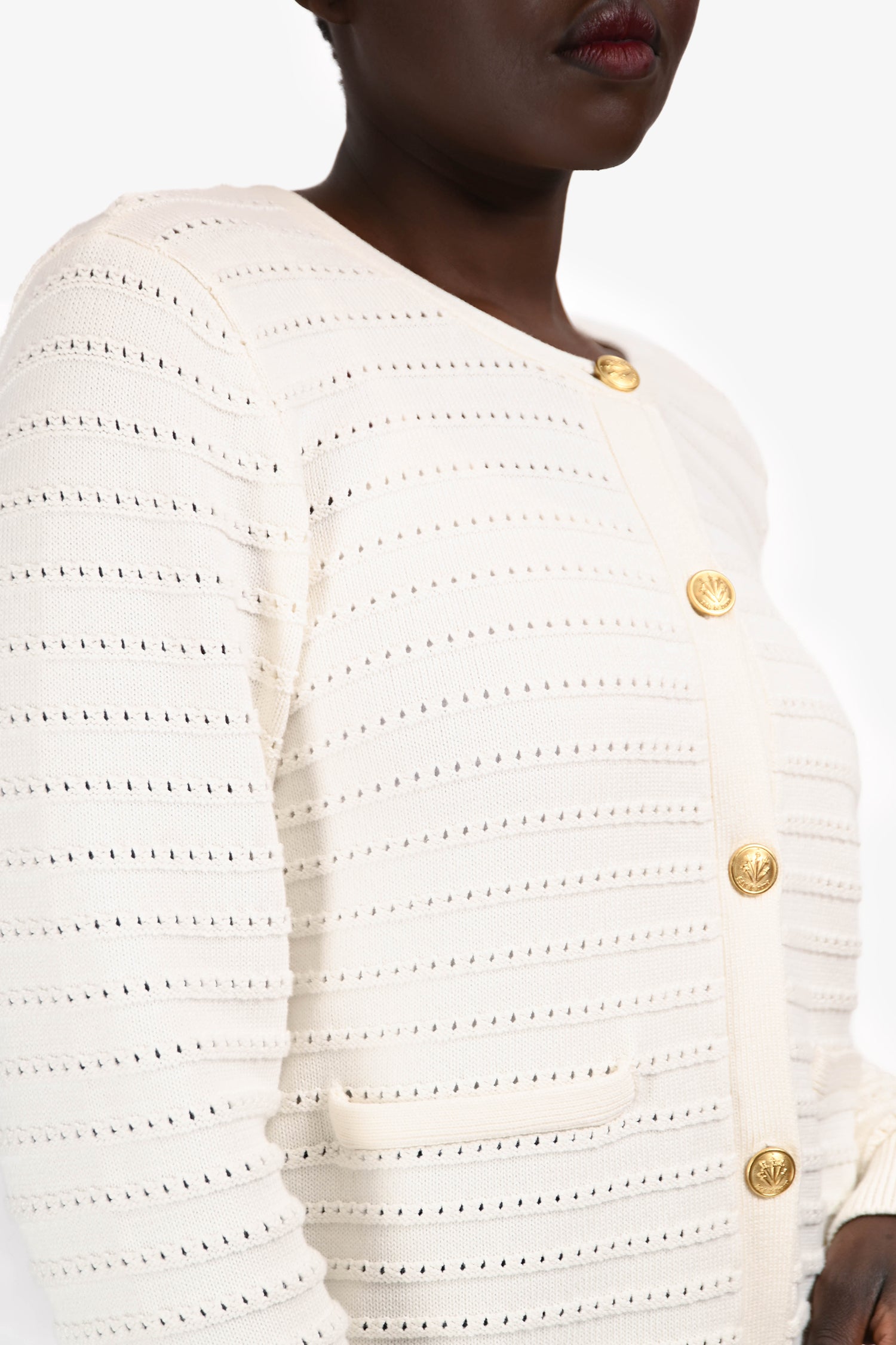 Rag & Bone White Cotton Gold Button igan Size L