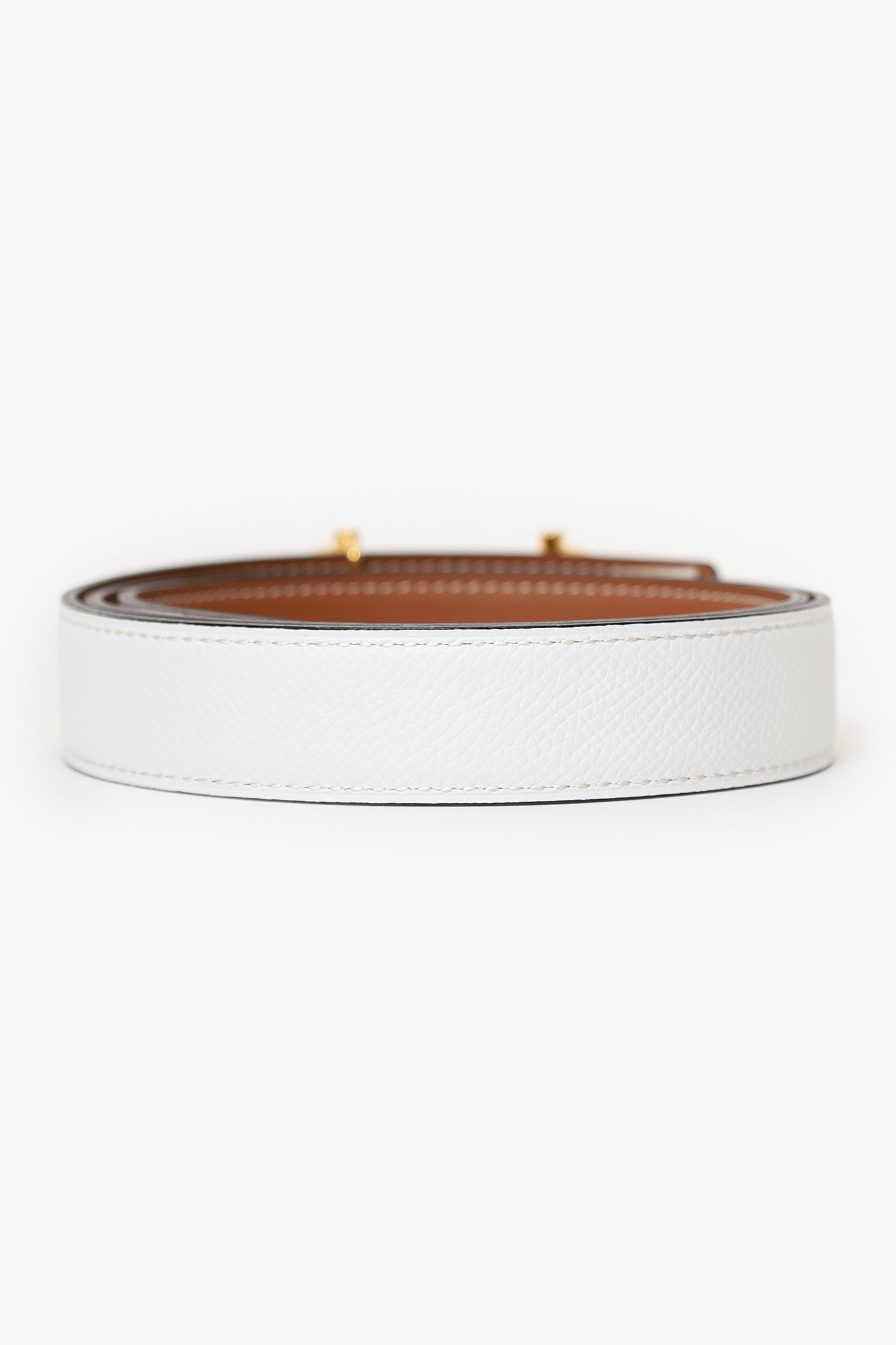 Hermés Gold/Blanc Epsom/Swift Reservable Gamma Belt 24MM