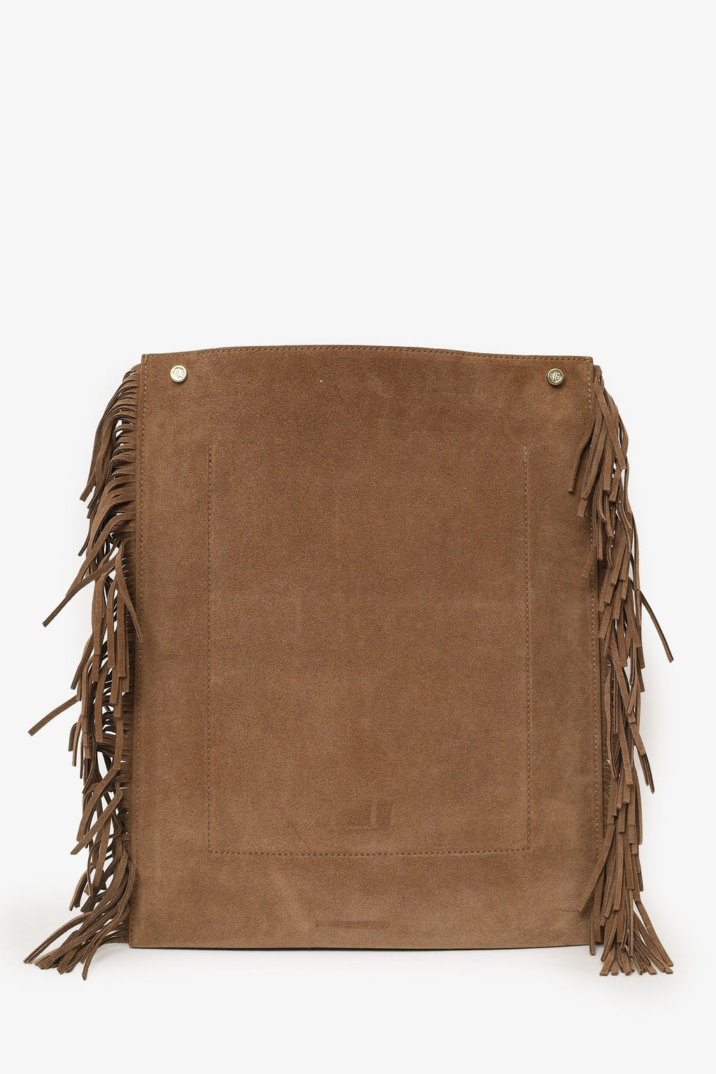 Maje Brown Suede Fringed Shoulder Bag