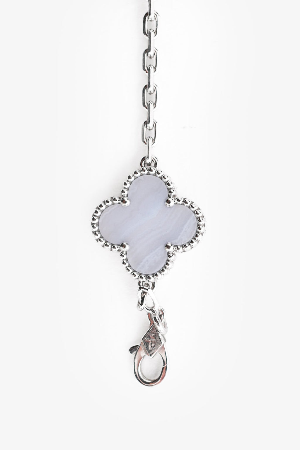 Van Cleef & Arpels 18K White Gold Chalcedony 5-Motif Alhambra Bracelet