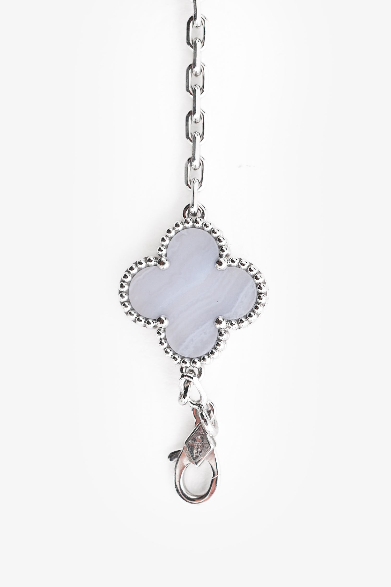 Van Cleef & Arpels 18K White Gold Chalcedony 5-Motif Alhambra Bracelet