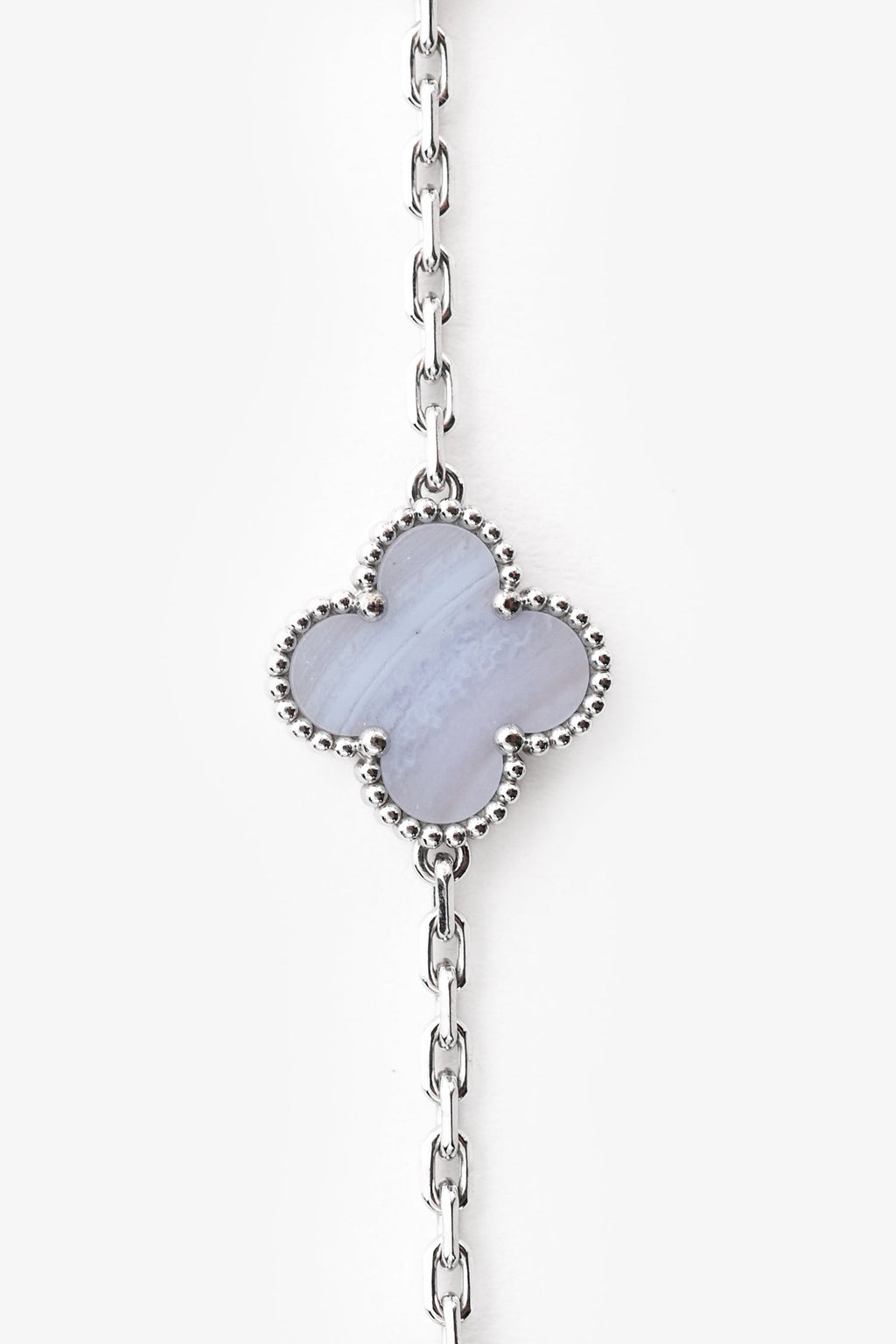 Van Cleef & Arpels 18K White Gold Chalcedony 5-Motif Alhambra Bracelet