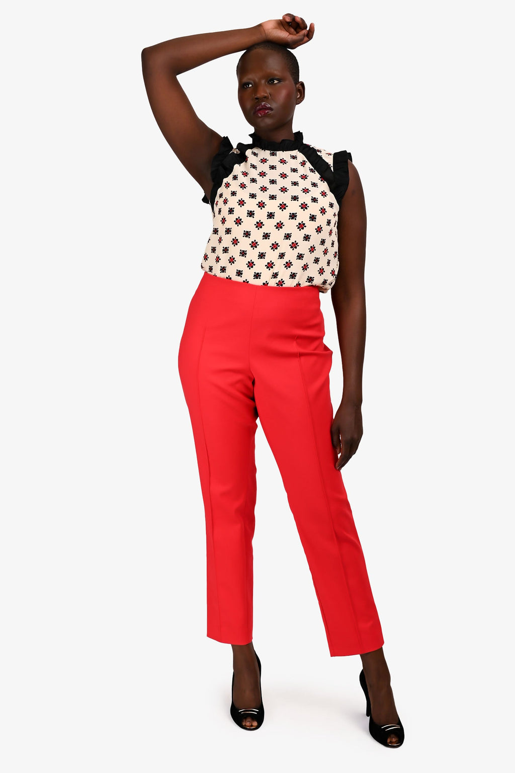 Akris Red Cotton Pants Size 16