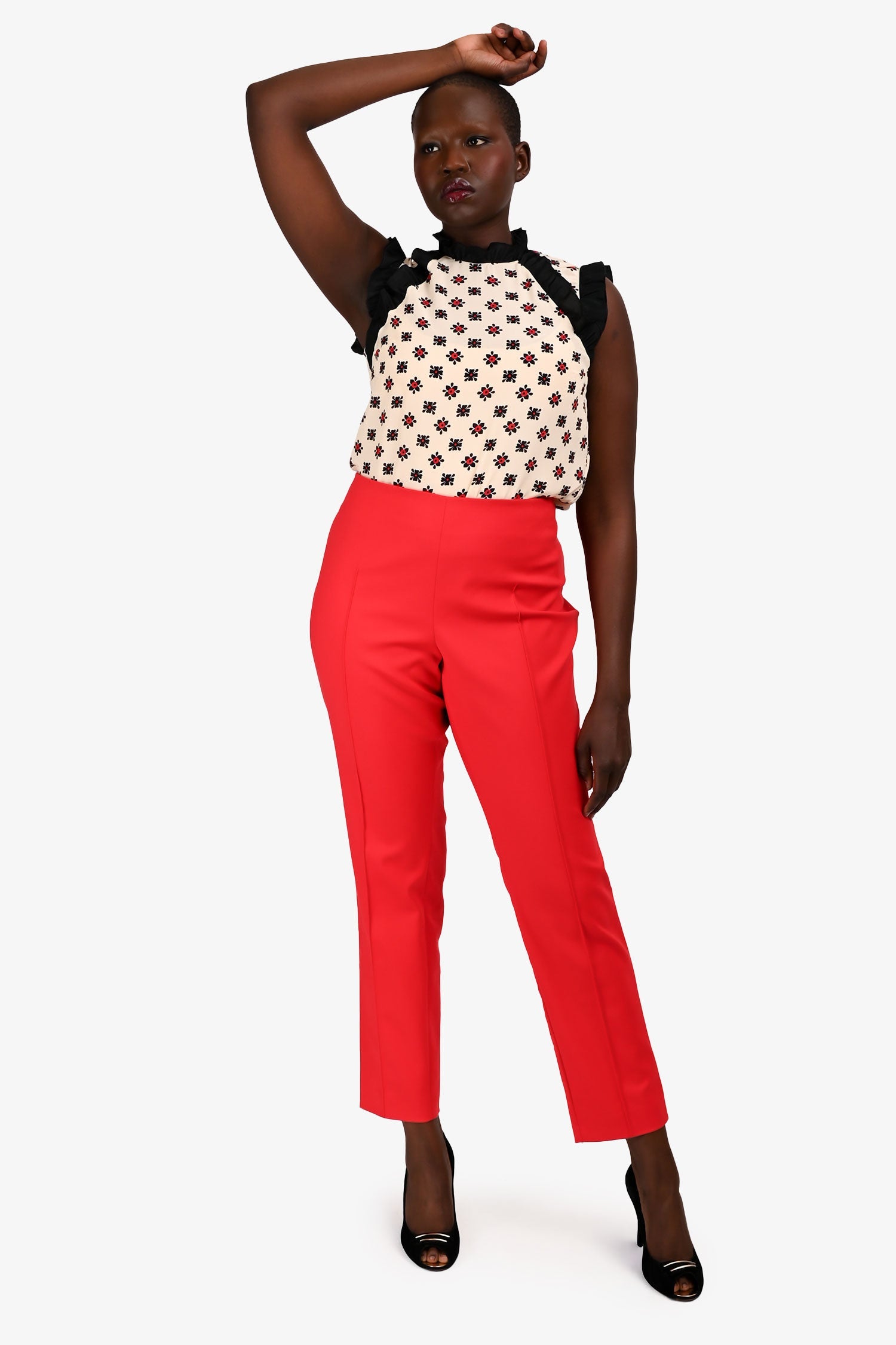 Akris Red Cotton Pants Size 16