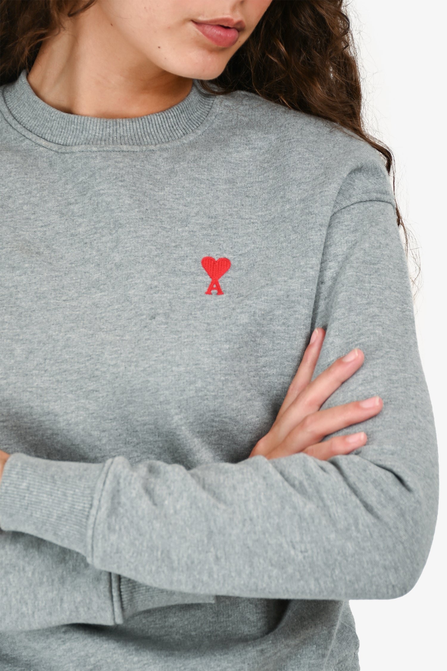 Ami Light Grey Cotton 'Ami de Coeur' Sweatshirt Size XXS