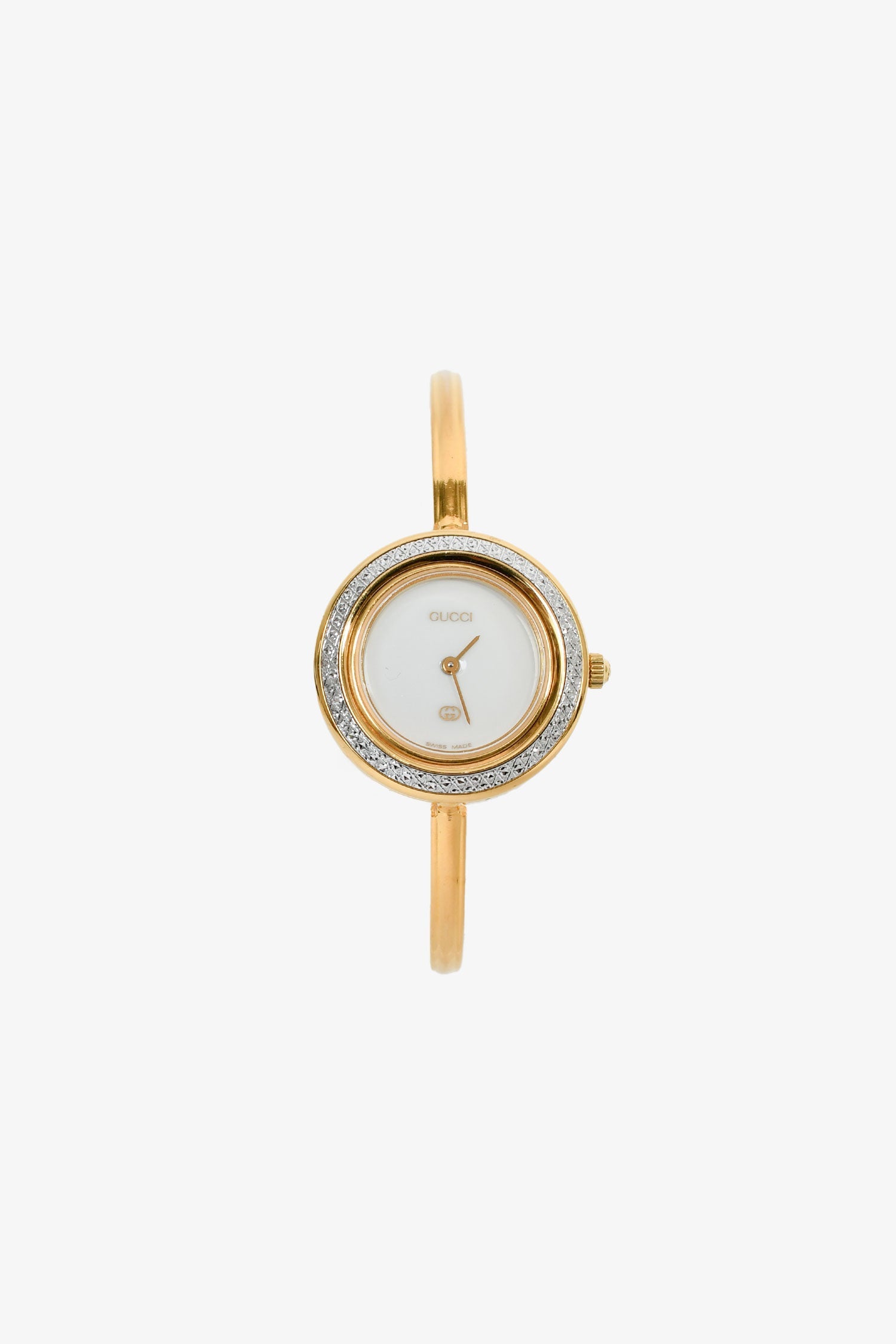 Gucci 1993 Gold Plated Stainless Steel Multicoloured Interchangable Round Bezel Watch