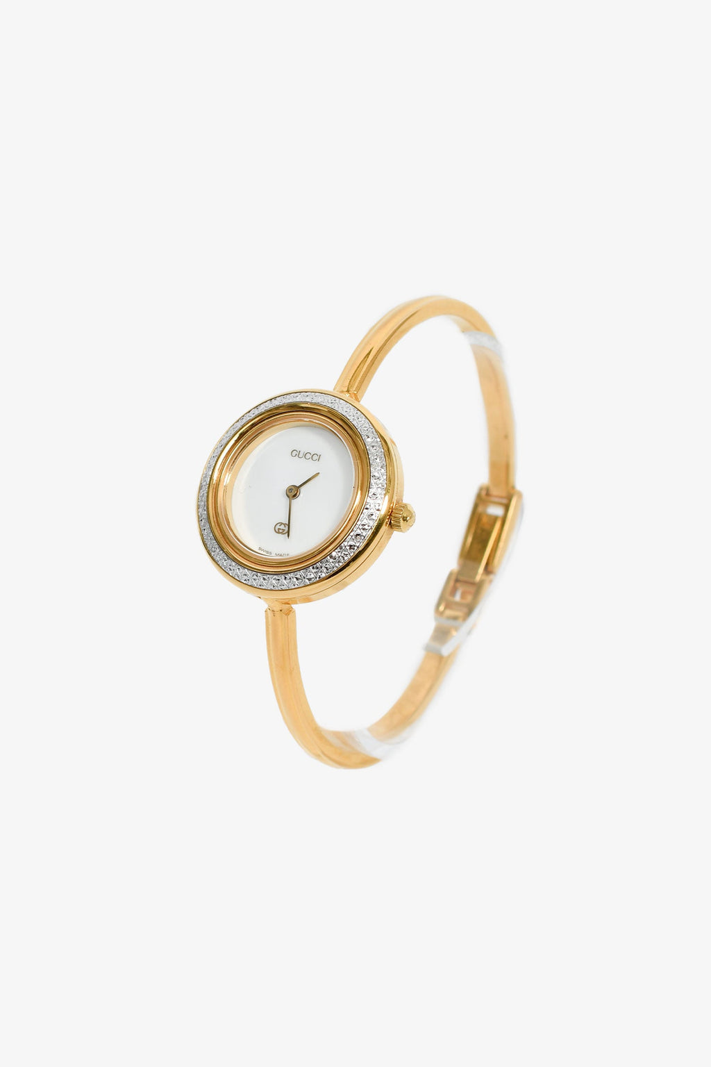 Gucci 1993 Gold Plated Stainless Steel Multicoloured Interchangable Round Bezel Watch