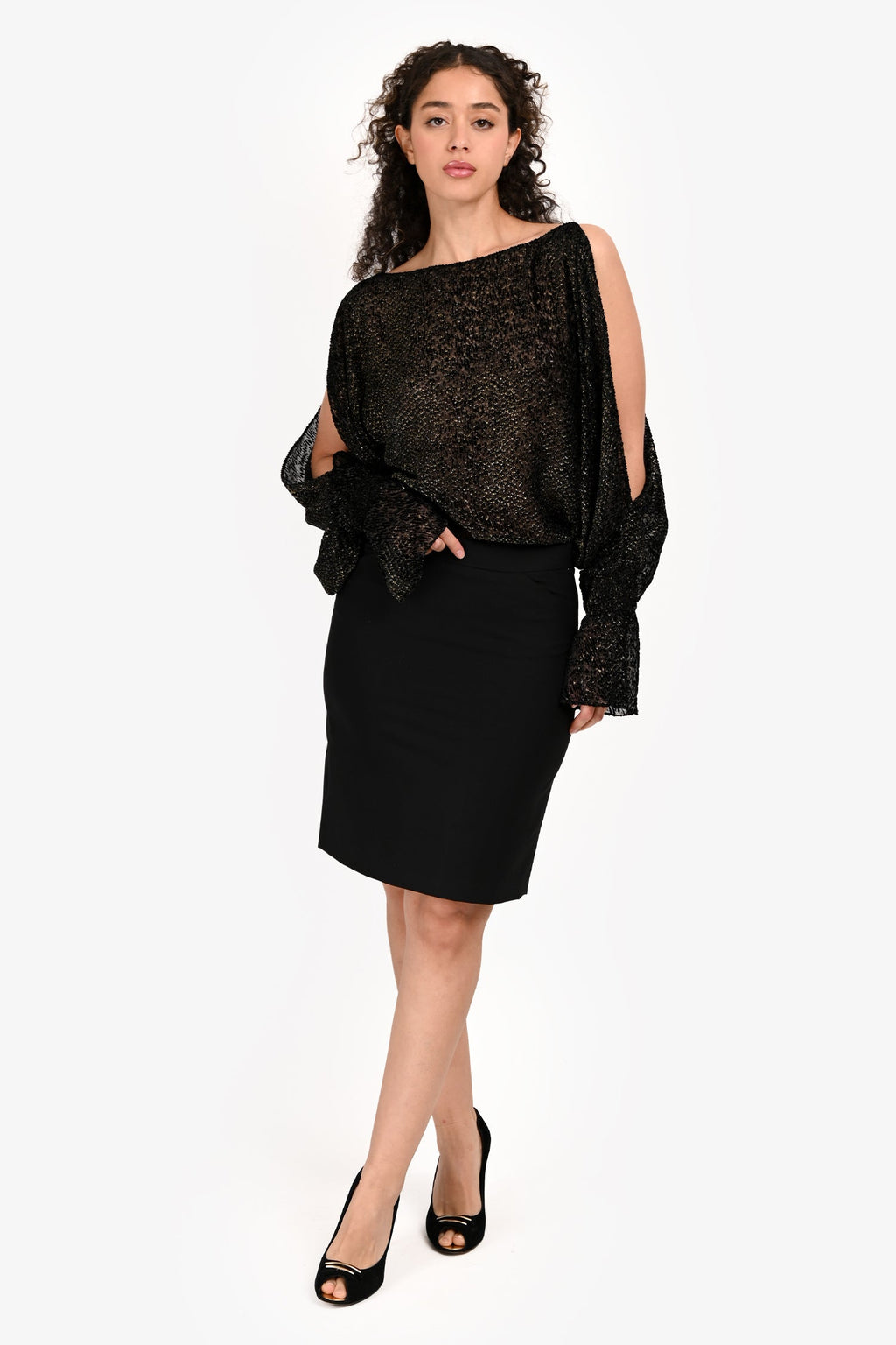 Theory Black Midi Skirt Size 2