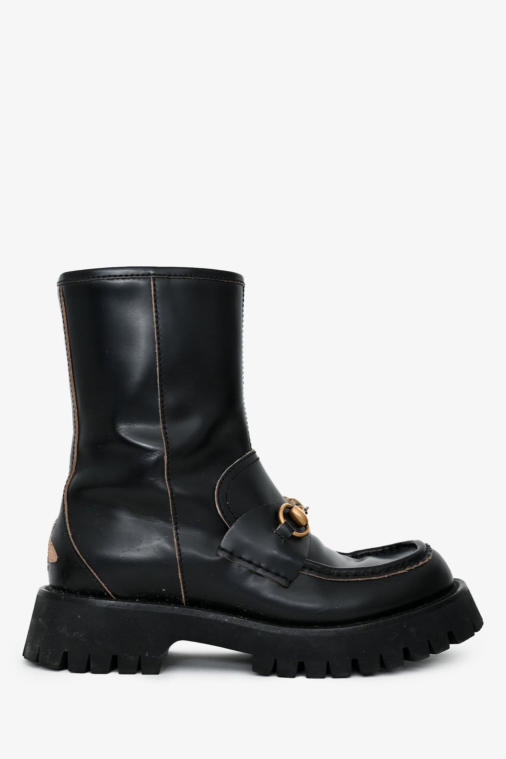 Gucci Black Leather Horsebit Boots Size 38