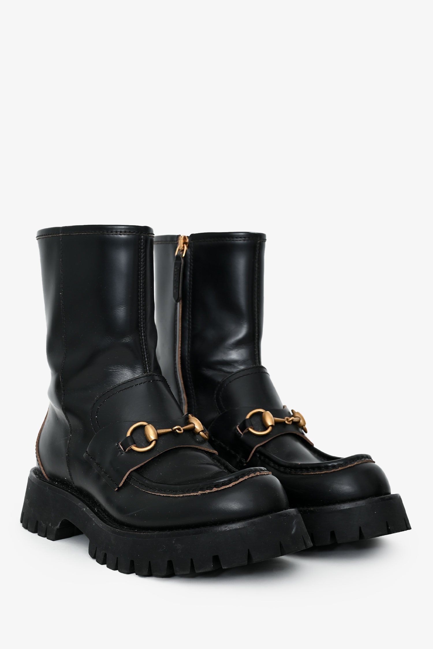 Gucci Black Leather Horsebit Boots Size 38