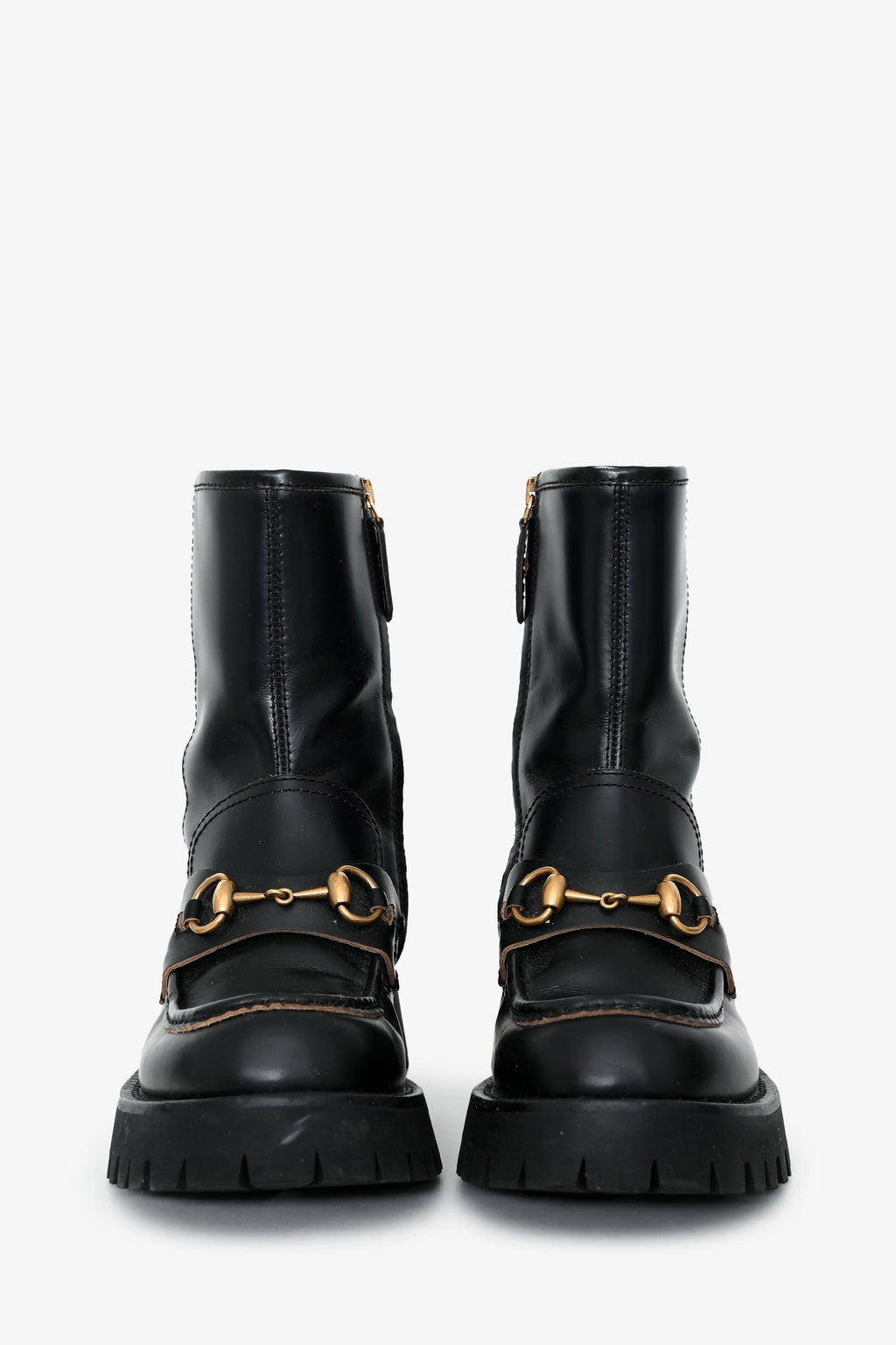 Gucci Black Leather Horsebit Boots Size 38