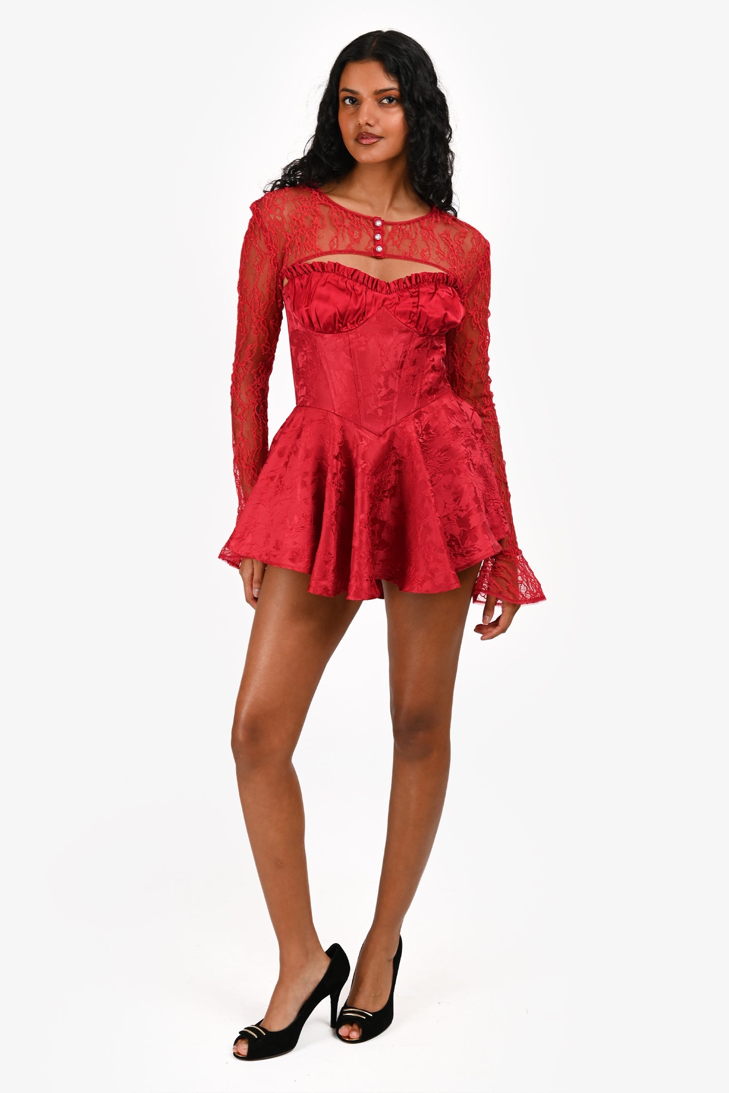 Nana Jacqueline Red Airina Dress + Red Jilly Cover Set Size M