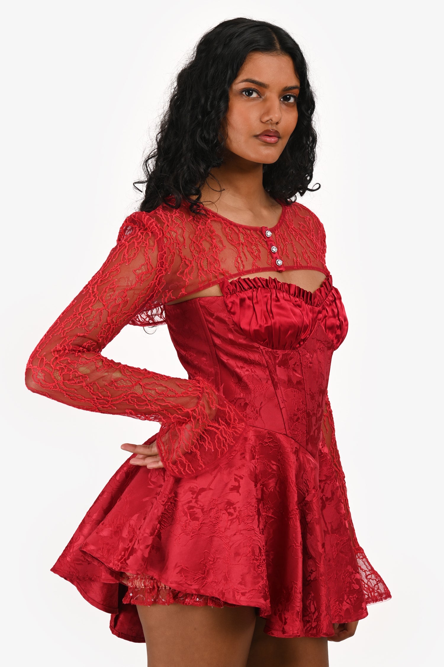 Nana Jacqueline Red Airina Dress + Red Jilly Cover Set Size M