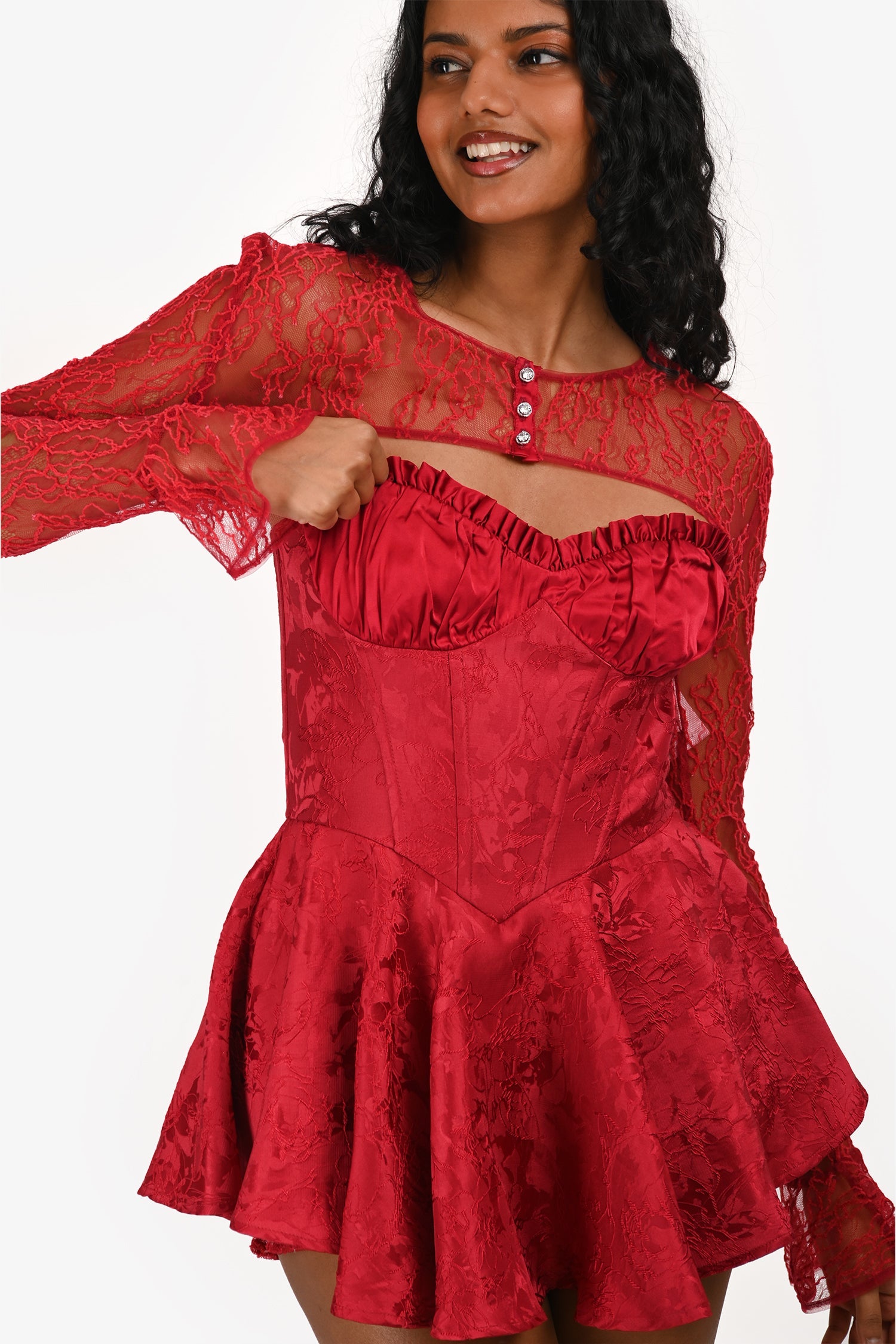 Nana Jacqueline Red Airina Dress + Red Jilly Cover Set Size M