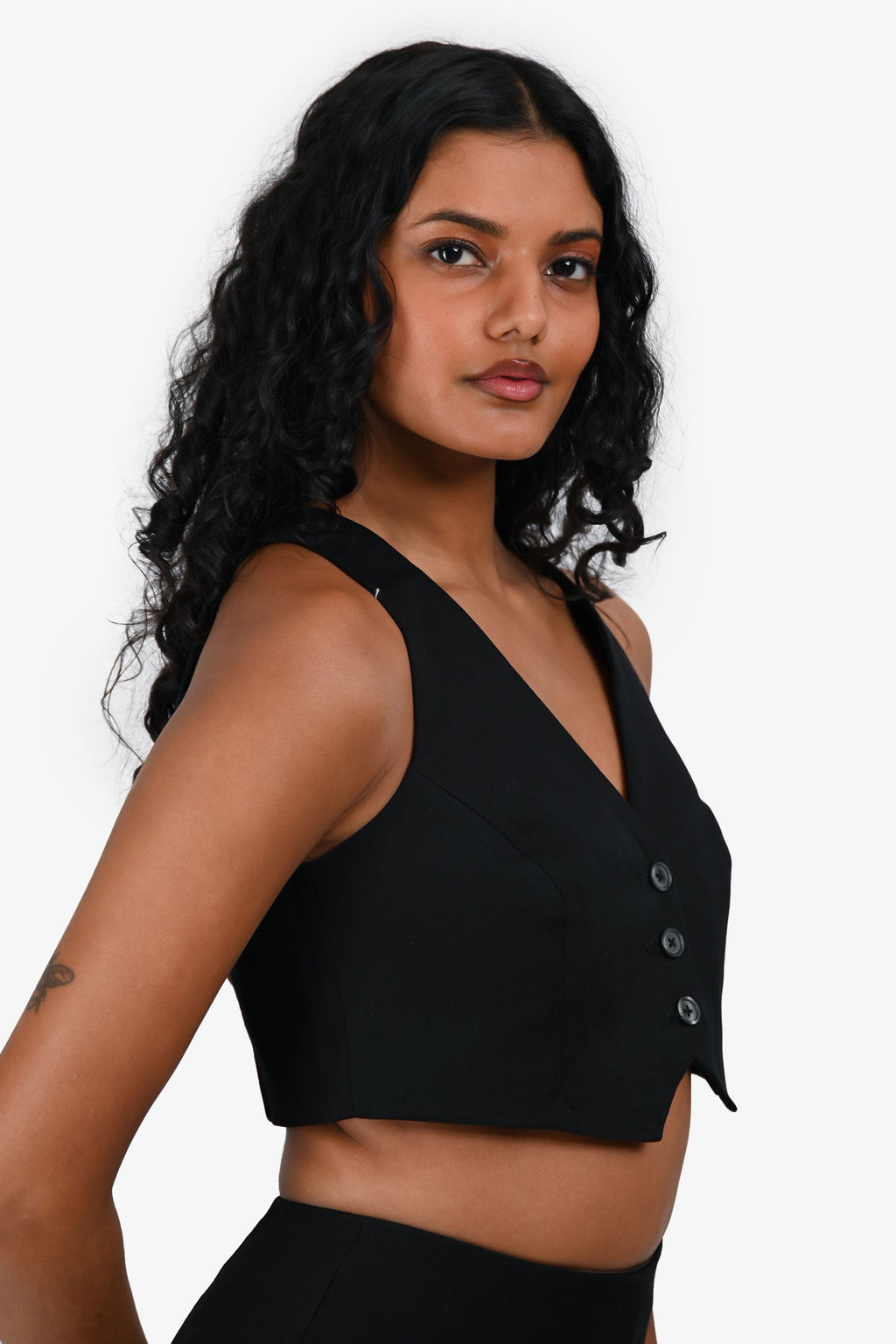 Lovers and Friends Black Cotton Crop Vest Top Size XS