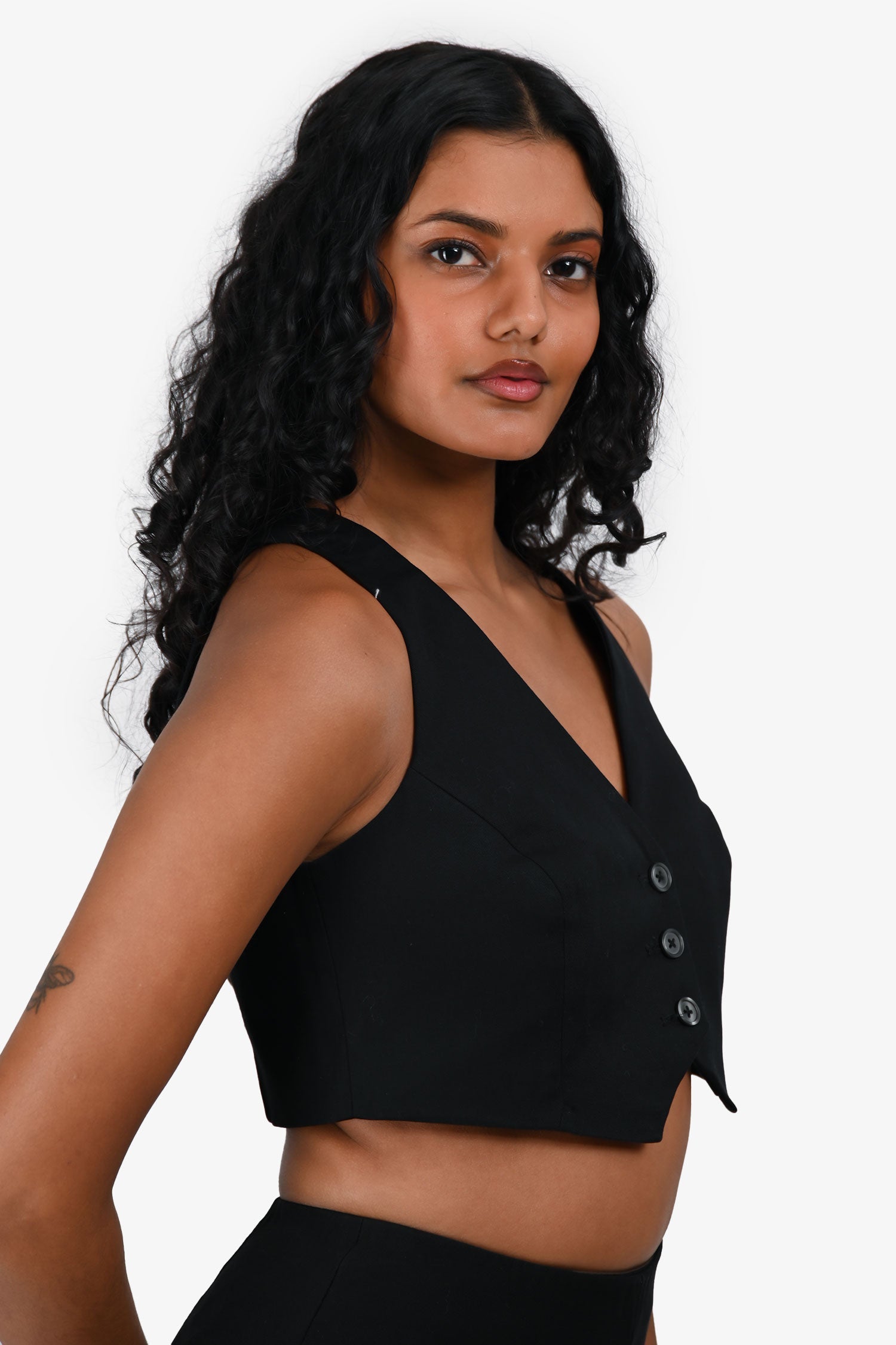 Lovers and Friends Black Cotton Crop Vest Top Size XS