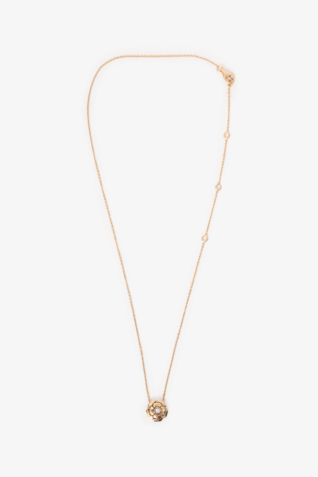 Pre-Loved Chanel™ 18K Rose Gold Diamond Extrait de Camélia Necklace