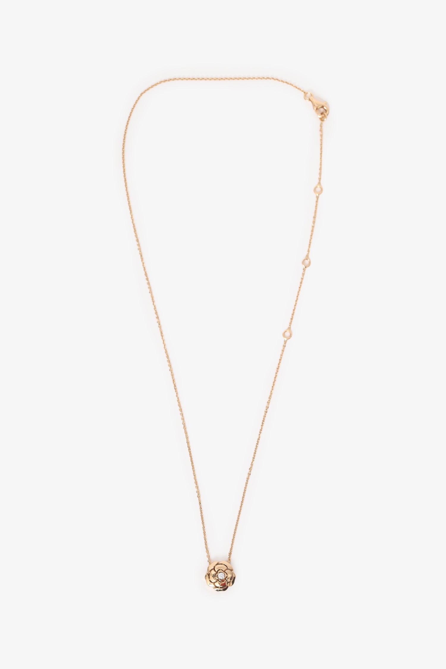 Pre-Loved Chanel™ 18K Rose Gold Diamond Extrait de Camélia Necklace