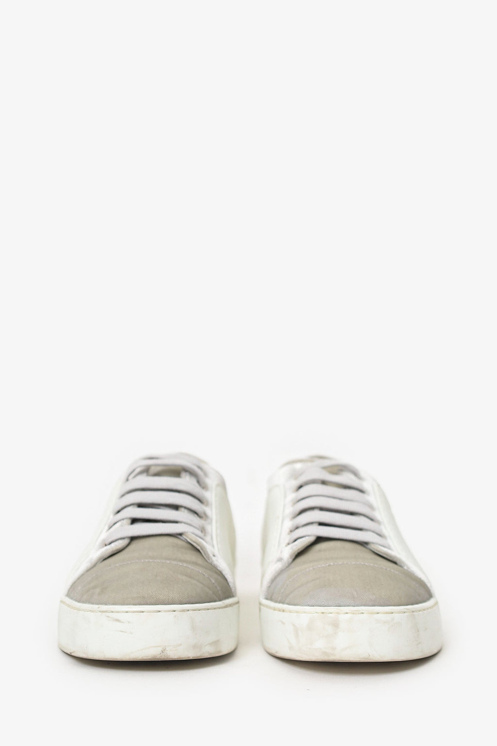 Pre-Loved Chanel™ White Velvet Calfskin CC Sneakers Size 38