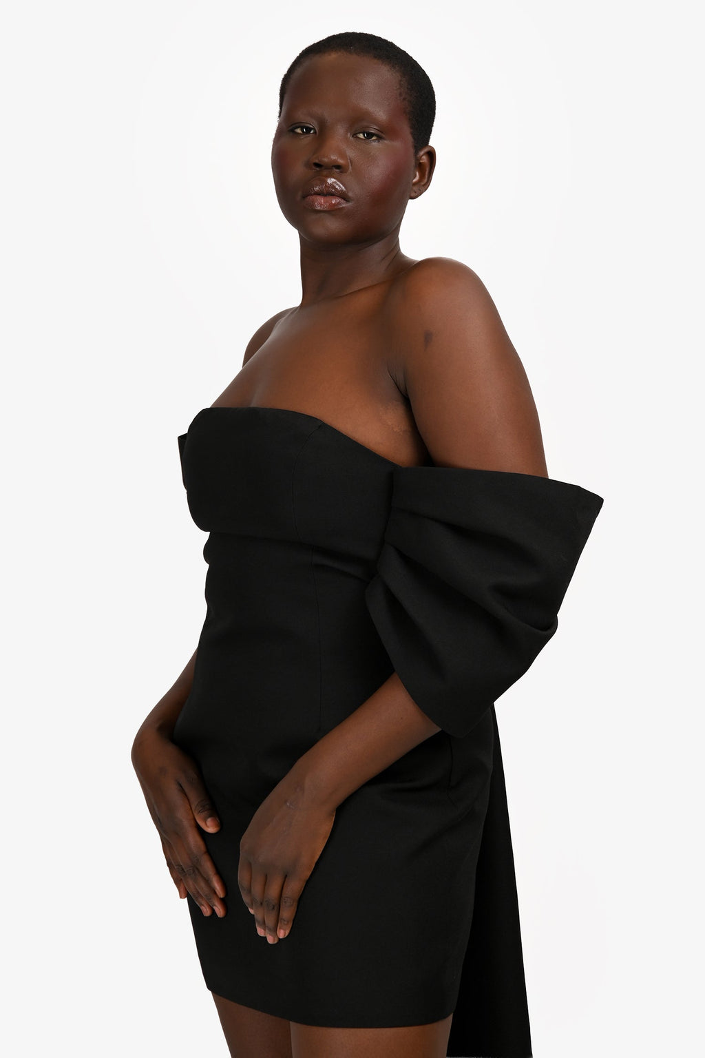 Elliat Black 'Calypso' Strapless Bow Mini Dress Size L