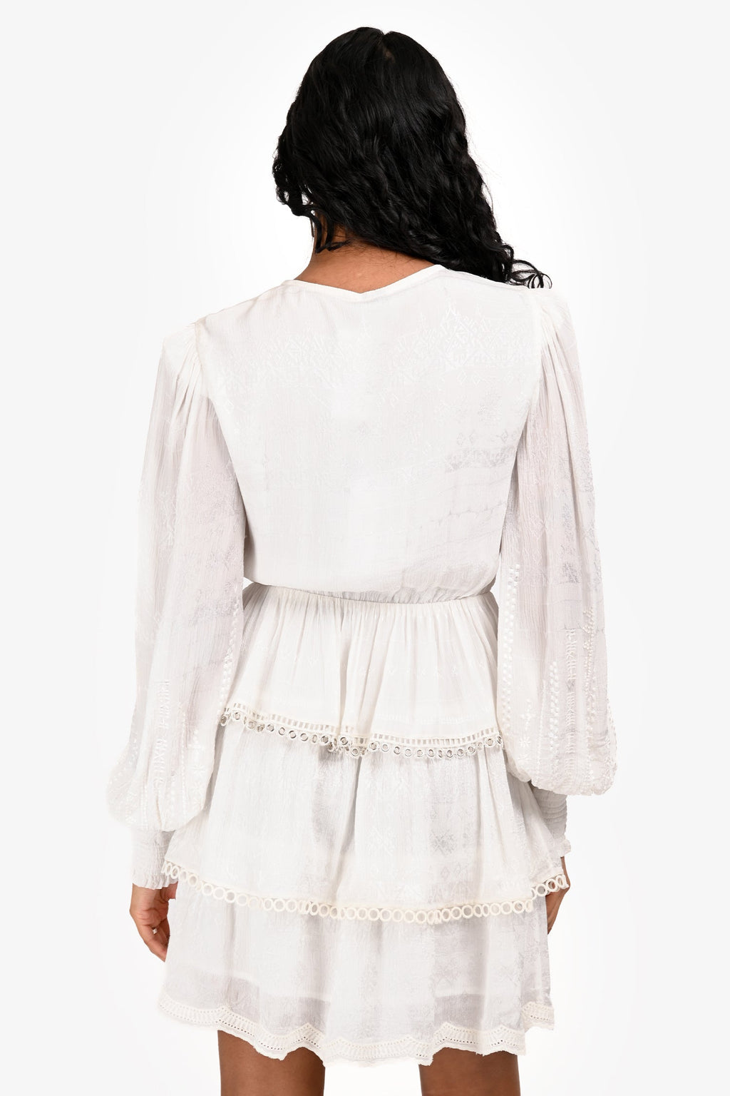 Hemant & Nandita White 'Veda' Long Sleeve Mini Dress Size XS