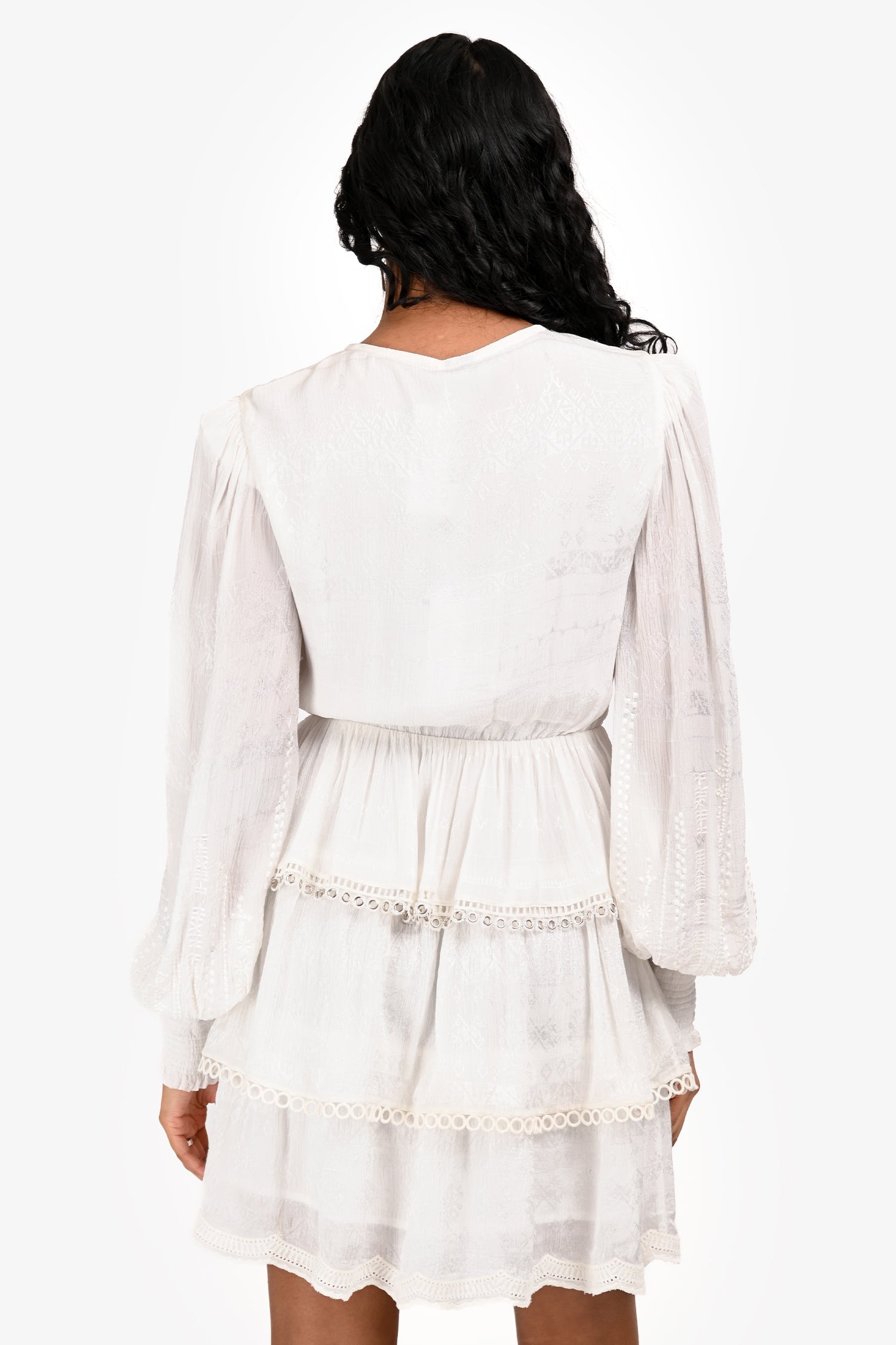 Hemant & Nandita White 'Veda' Long Sleeve Mini Dress Size XS