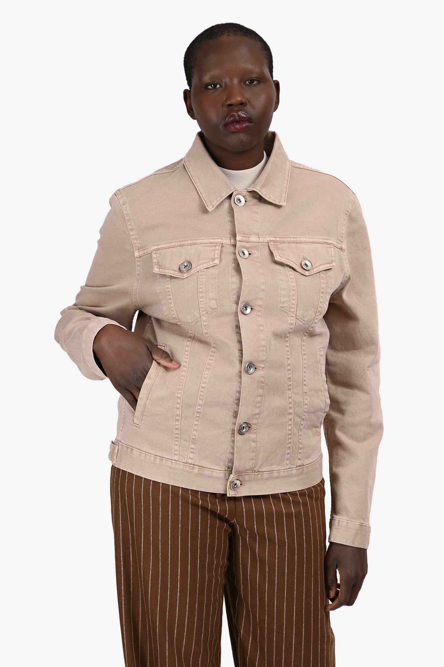 Brunello Cucinelli Brown Denim Jacket Size 50