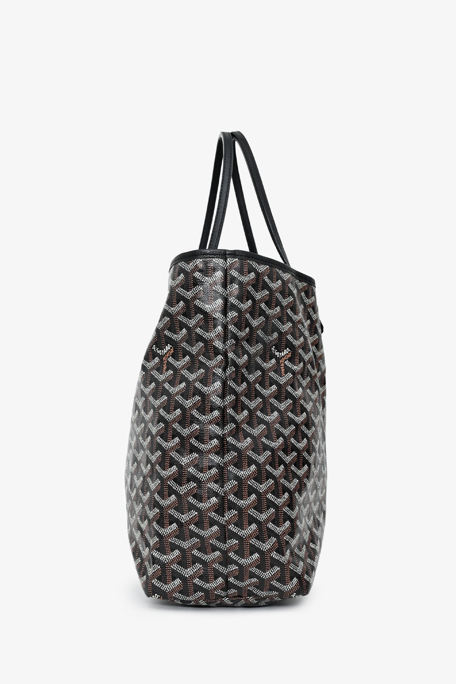 Goyard 2015 Black Goyardine St. Louis PM Tote with Pouch