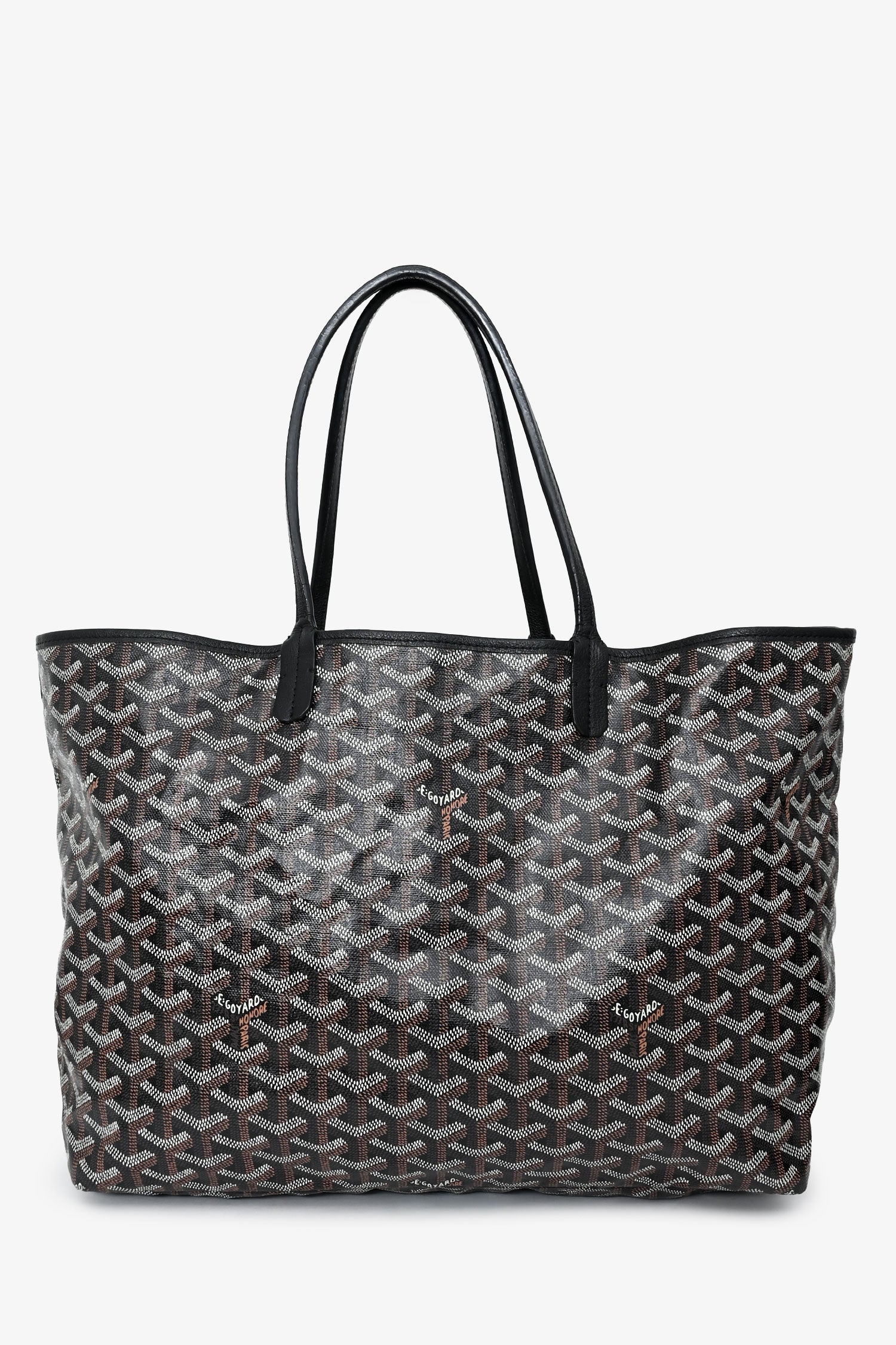 Goyard 2015 Black Goyardine St. Louis PM Tote with Pouch