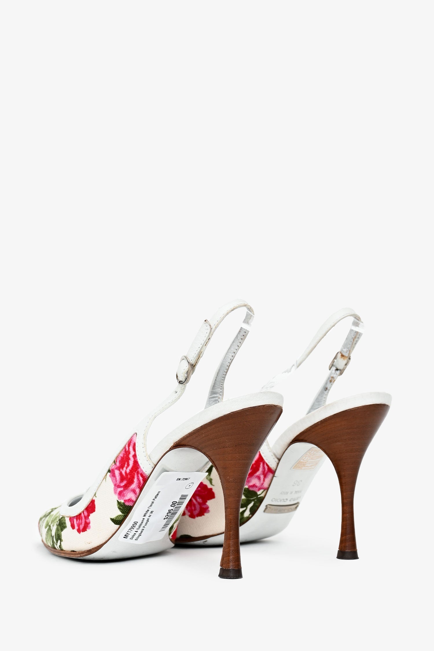Dolce & Gabbana White Floral Pattern Slingback Pumps Size 36