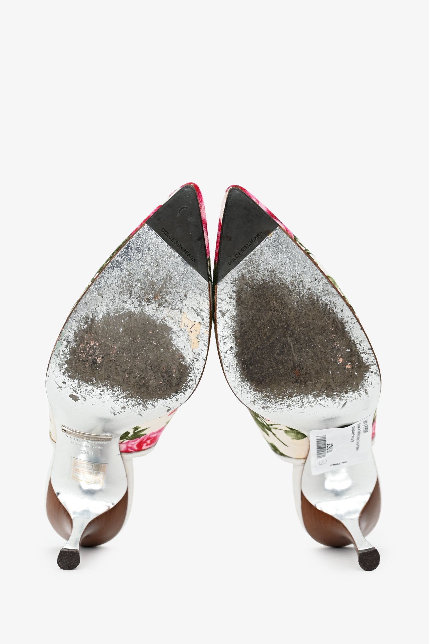 Dolce & Gabbana White Floral Pattern Slingback Pumps Size 36
