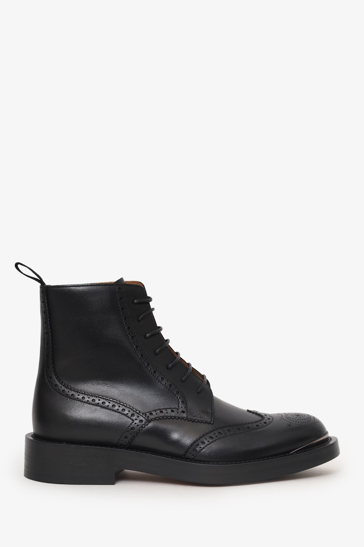 Christian Dior Black Leather 'Diorunit' Brogue Combat Boots Size 41