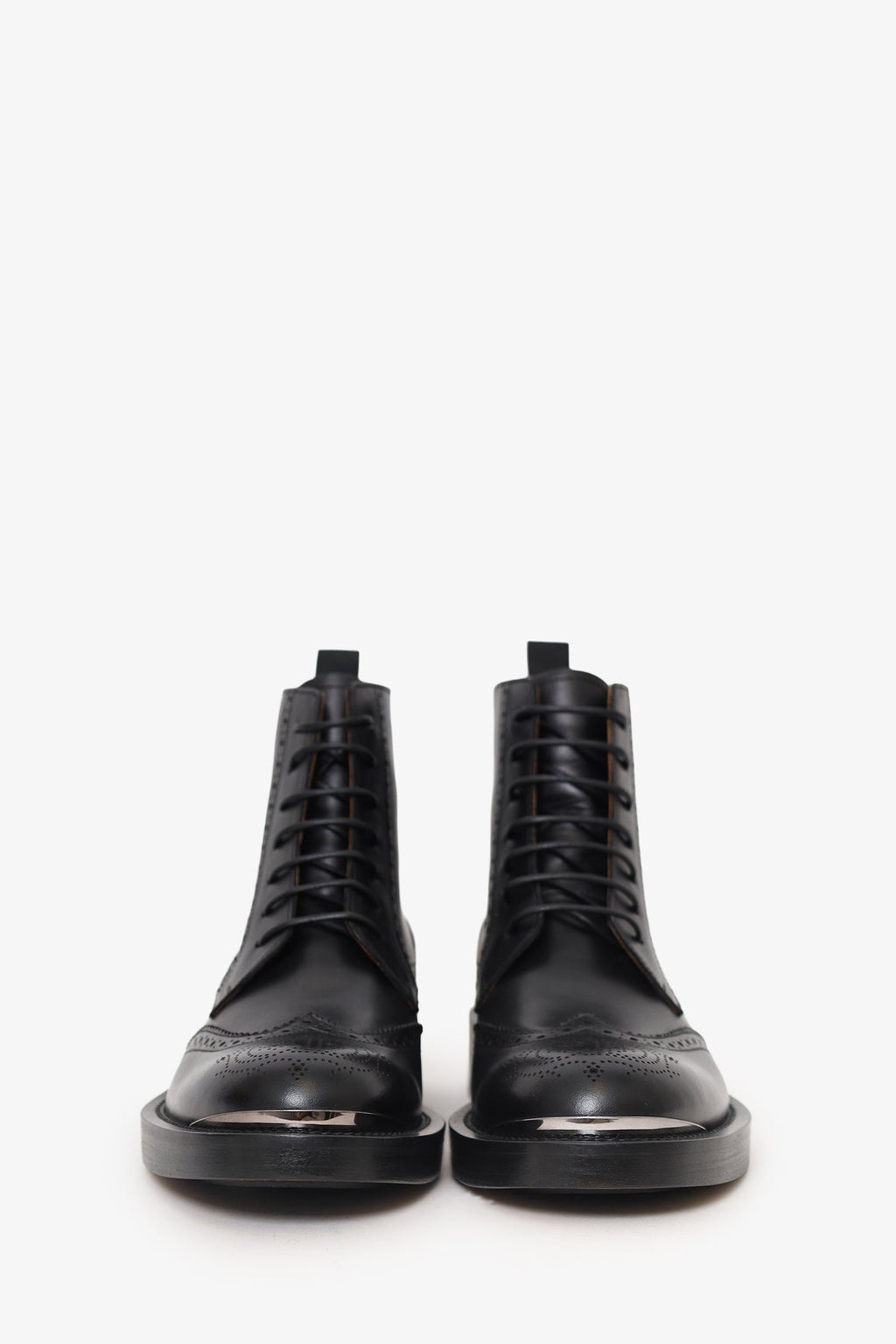 Christian Dior Black Leather 'Diorunit' Brogue Combat Boots Size 41