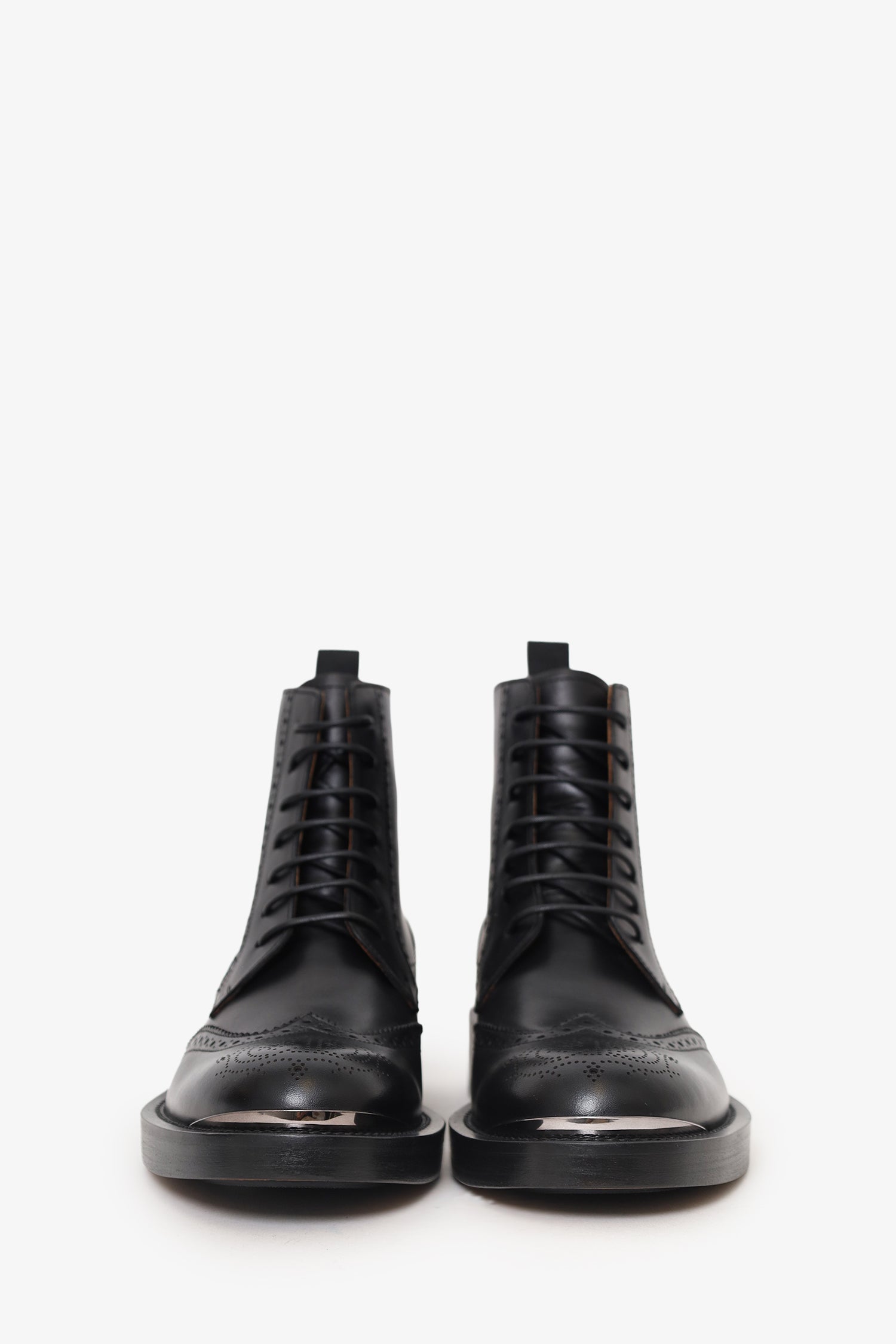 Christian Dior Black Leather 'Diorunit' Brogue Combat Boots Size 41