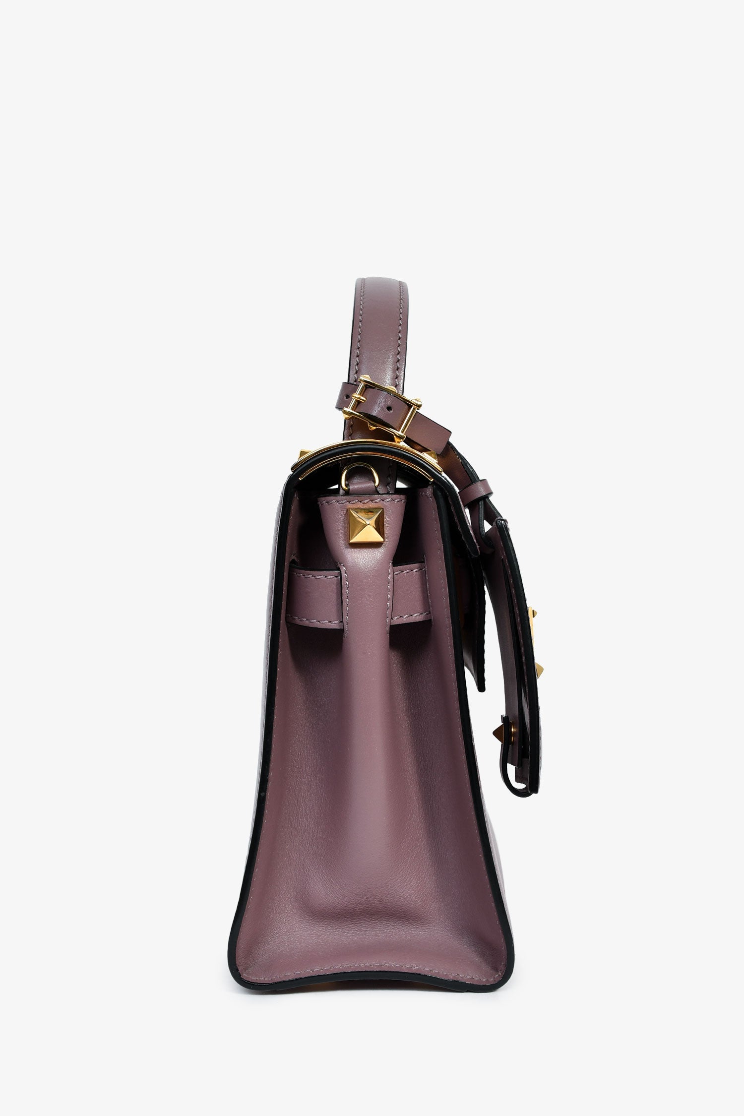 Valentino Purple Leather 'My Rockstud' Top Handle Bag with Strap