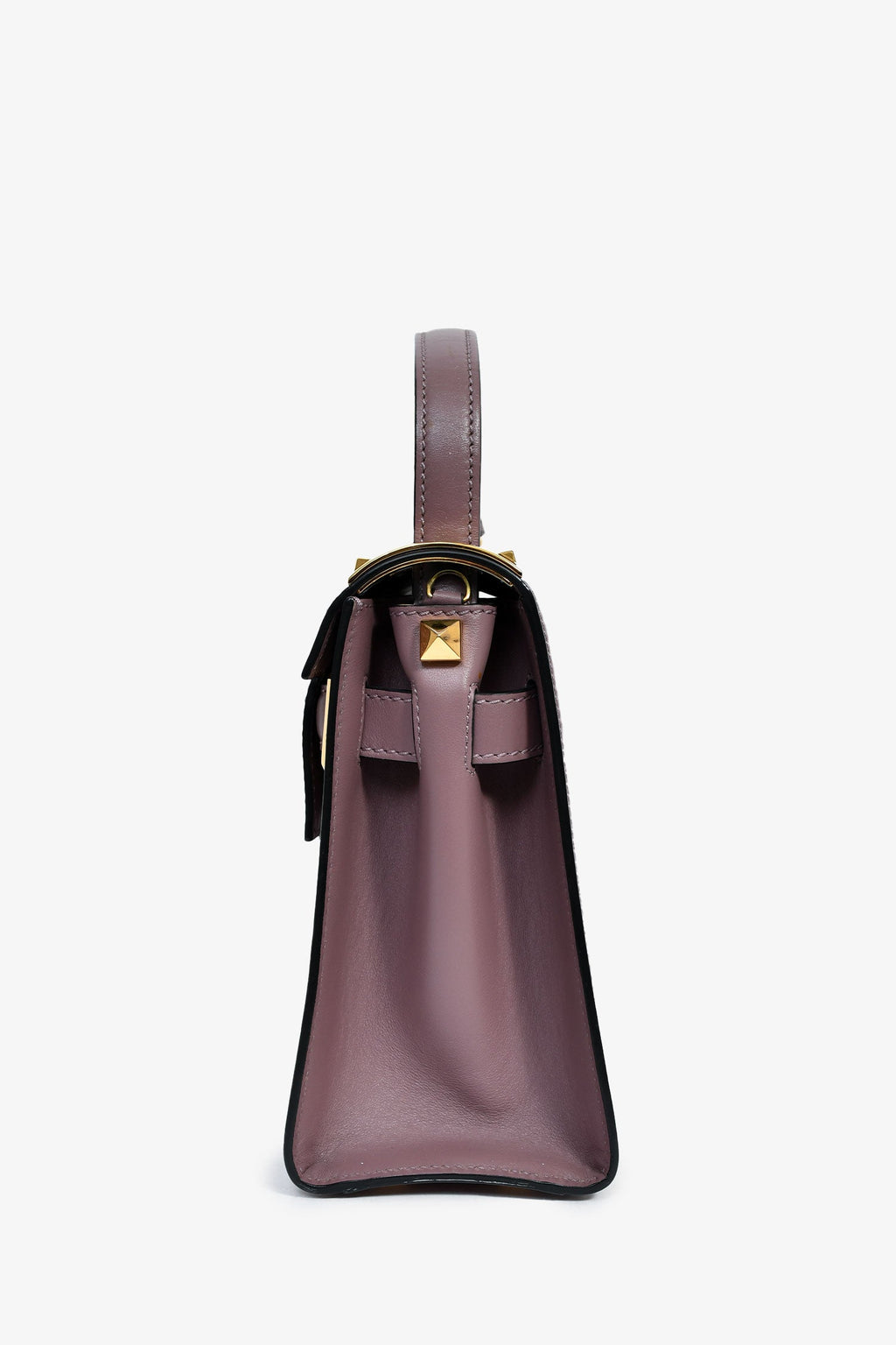 Valentino Purple Leather 'My Rockstud' Top Handle Bag with Strap