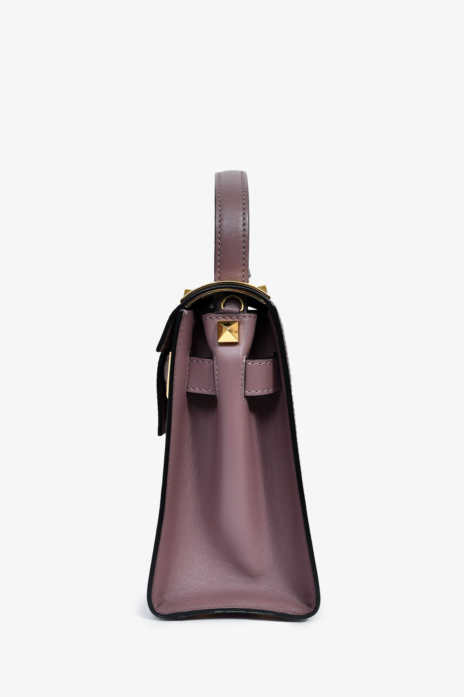 Valentino Purple Leather 'My Rockstud' Top Handle Bag with Strap