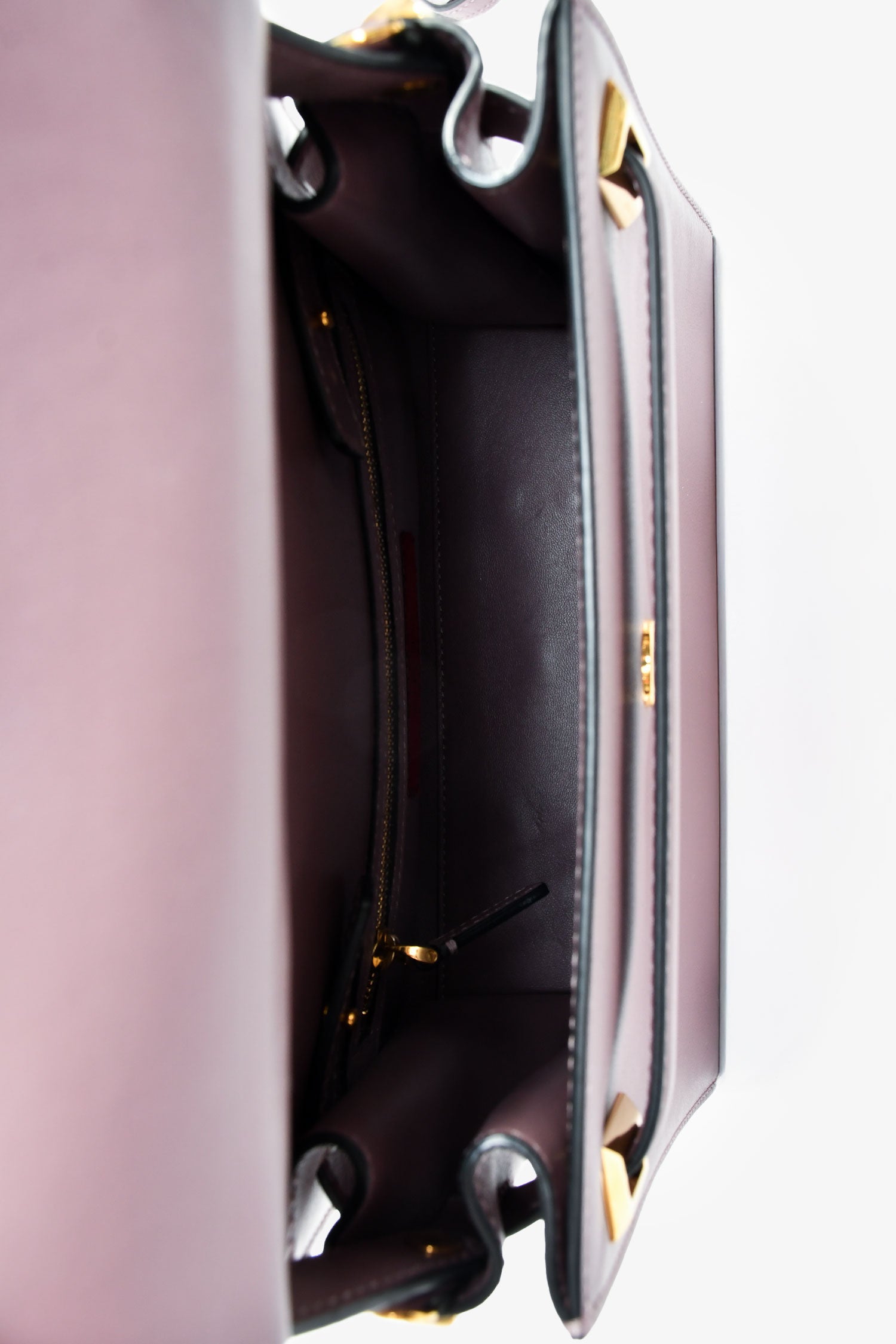 Valentino Purple Leather 'My Rockstud' Top Handle Bag with Strap