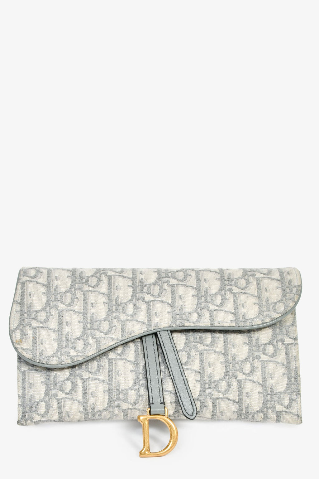 Christian Dior 2021 Grey Oblique Medium 'Saddle Pouch' with Chain