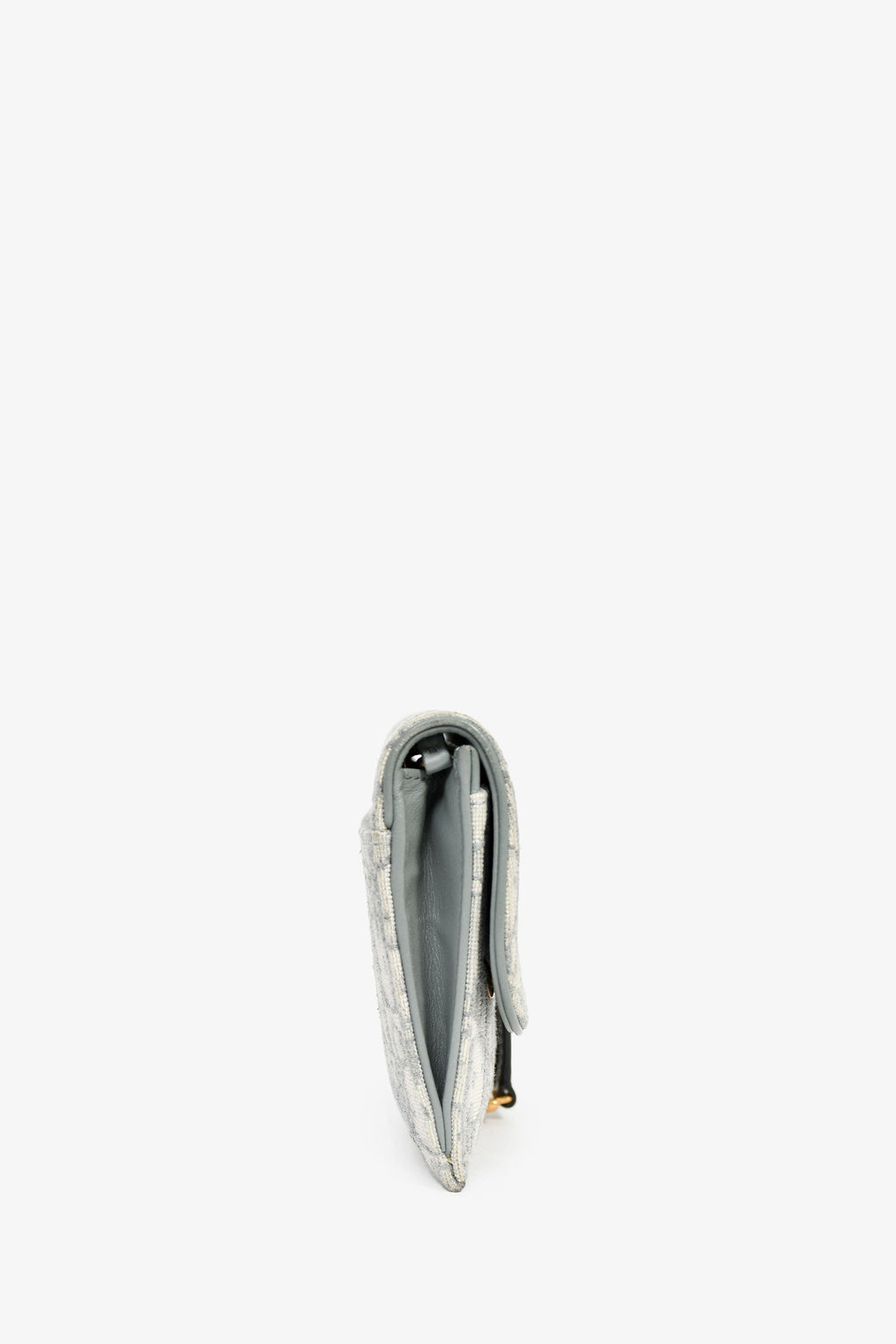 Christian Dior 2021 Grey Oblique Medium 'Saddle Pouch' with Chain