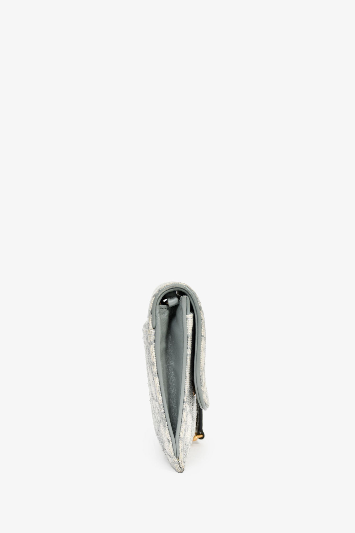 Christian Dior 2021 Grey Oblique Medium 'Saddle Pouch' with Chain