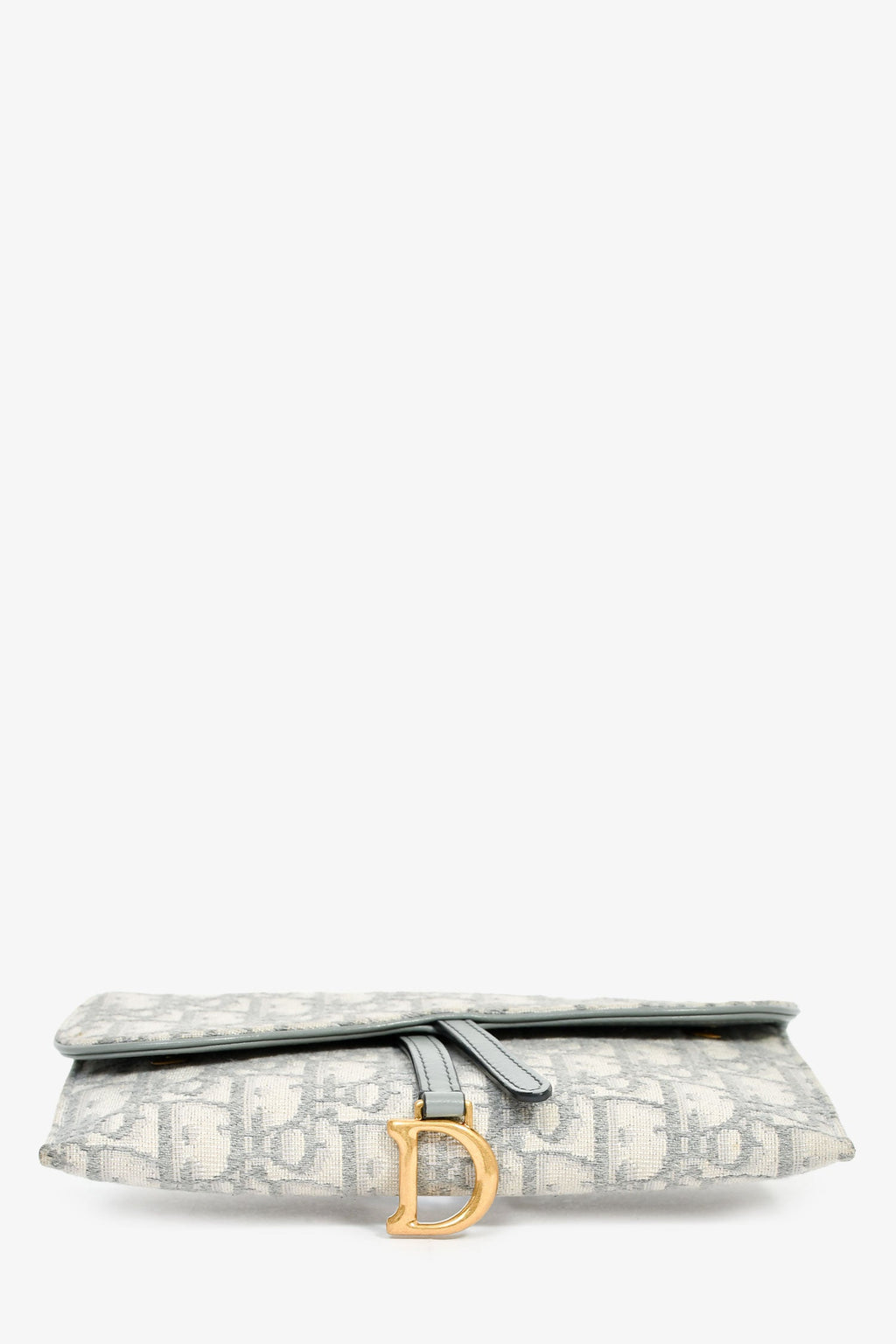 Christian Dior 2021 Grey Oblique Medium 'Saddle Pouch' with Chain
