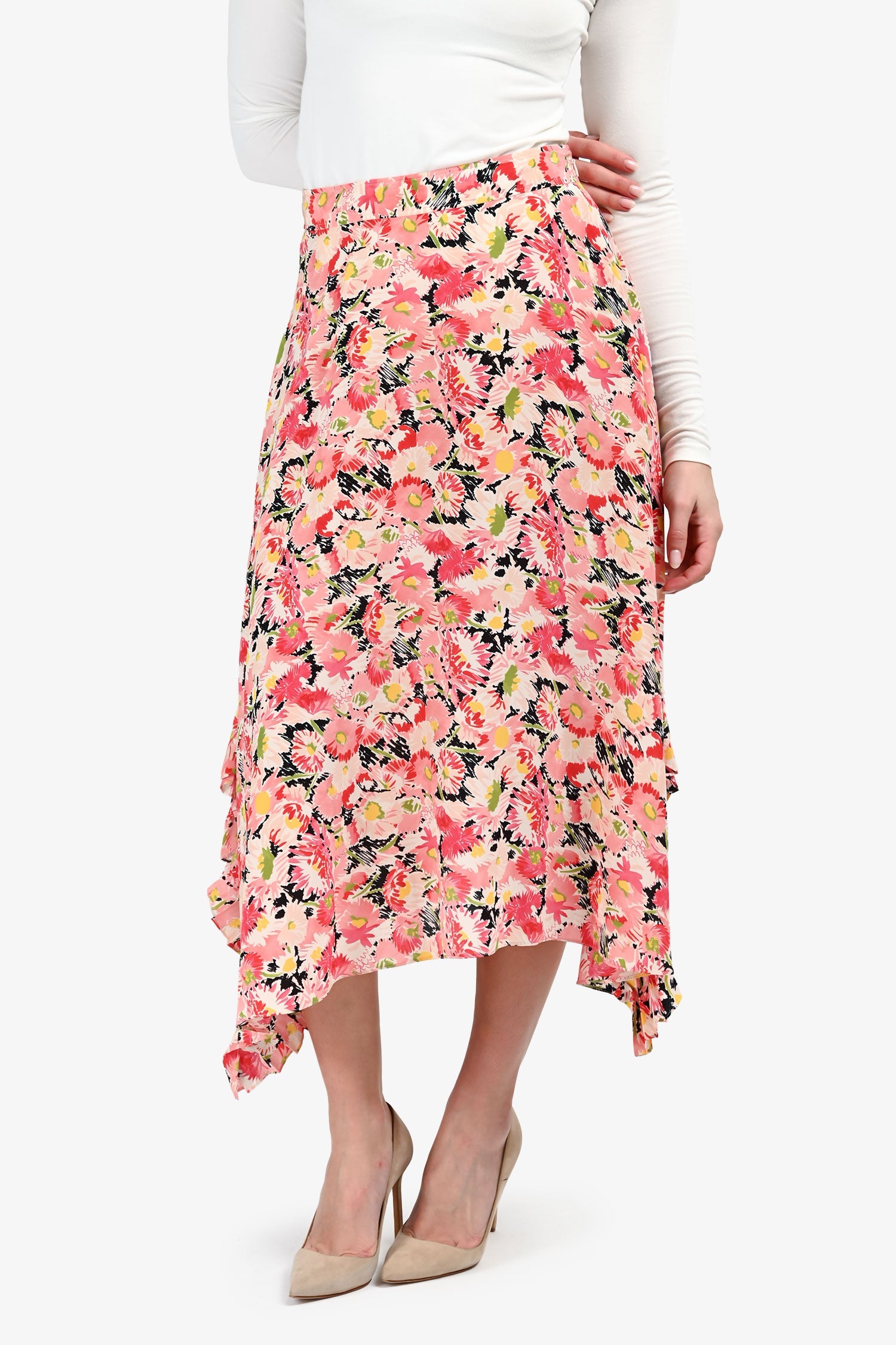 Stella McCartney Pink Silk Floral Maxi Skirt Size 40