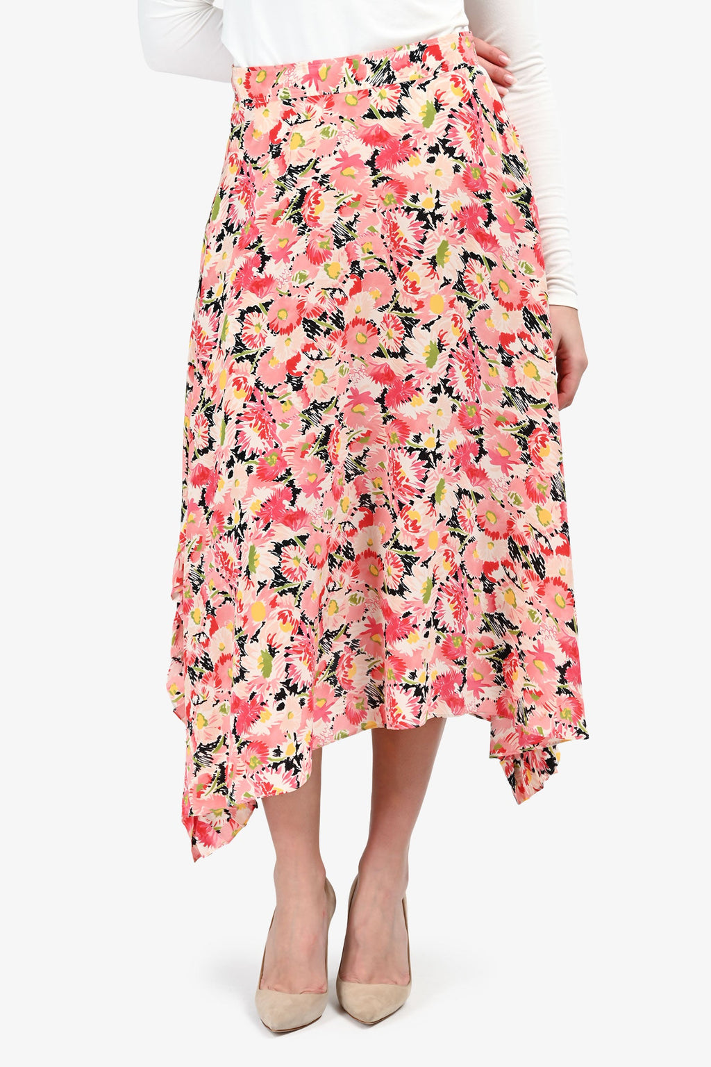 Stella McCartney Pink Silk Floral Maxi Skirt Size 40