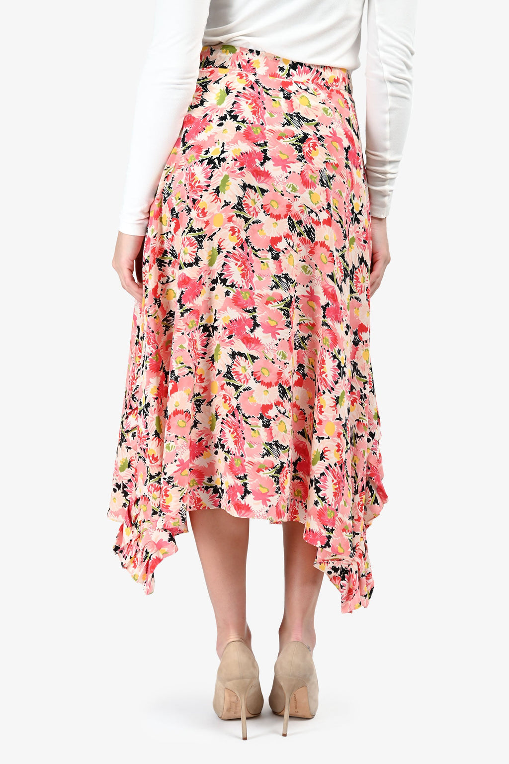 Stella McCartney Pink Silk Floral Maxi Skirt Size 40